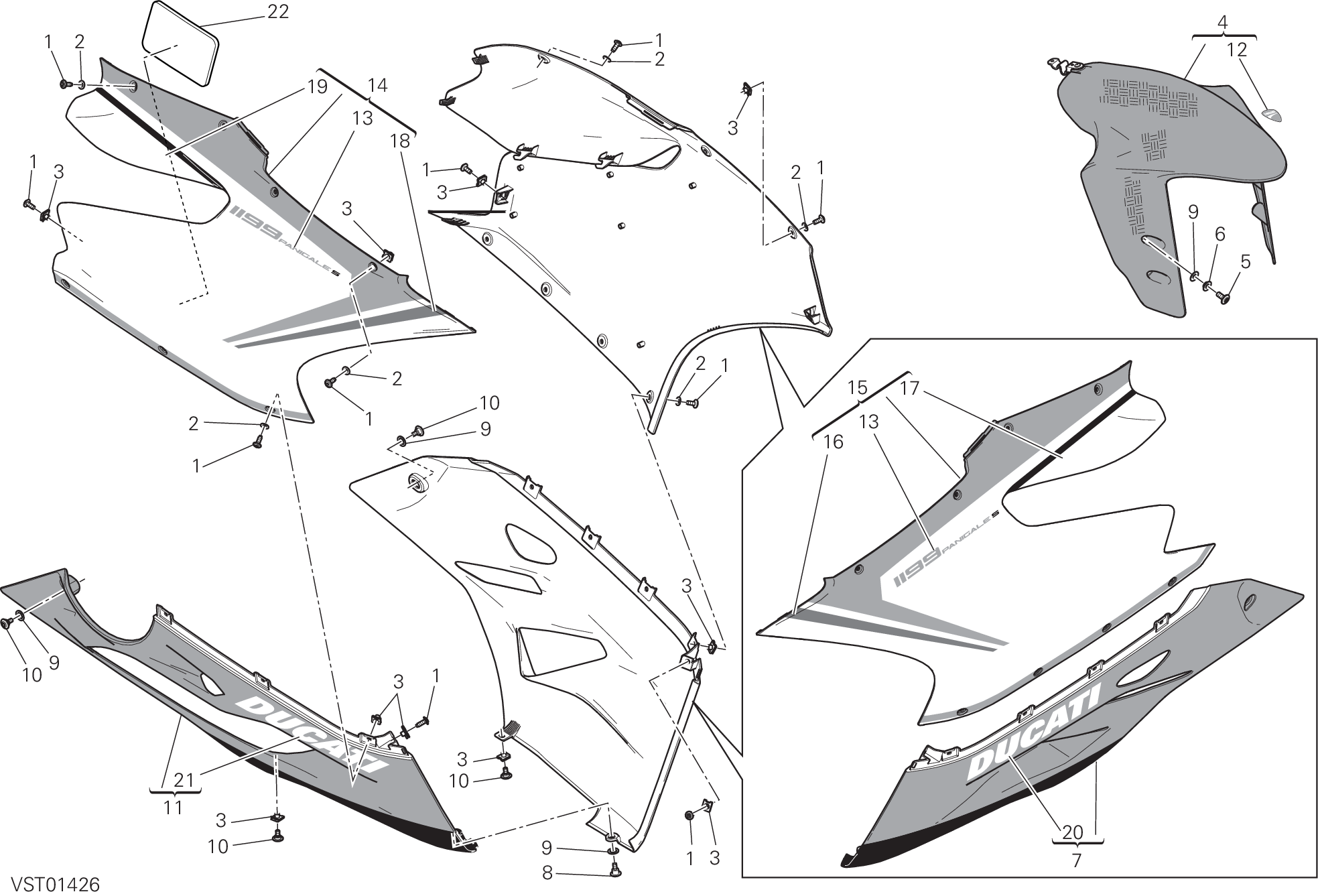 34A CARENATURA POUR SUPERBIKE 1199 PANIGALE S TRICOLORE 2013