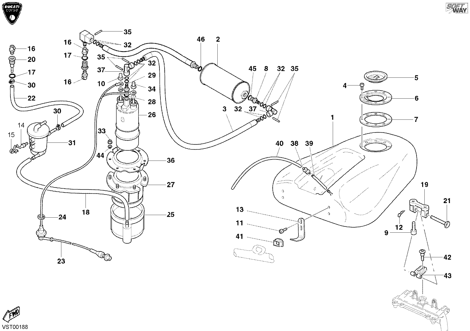 034 RESERVOIR CARBURANT POUR SUPERBIKE 998 RS 2002