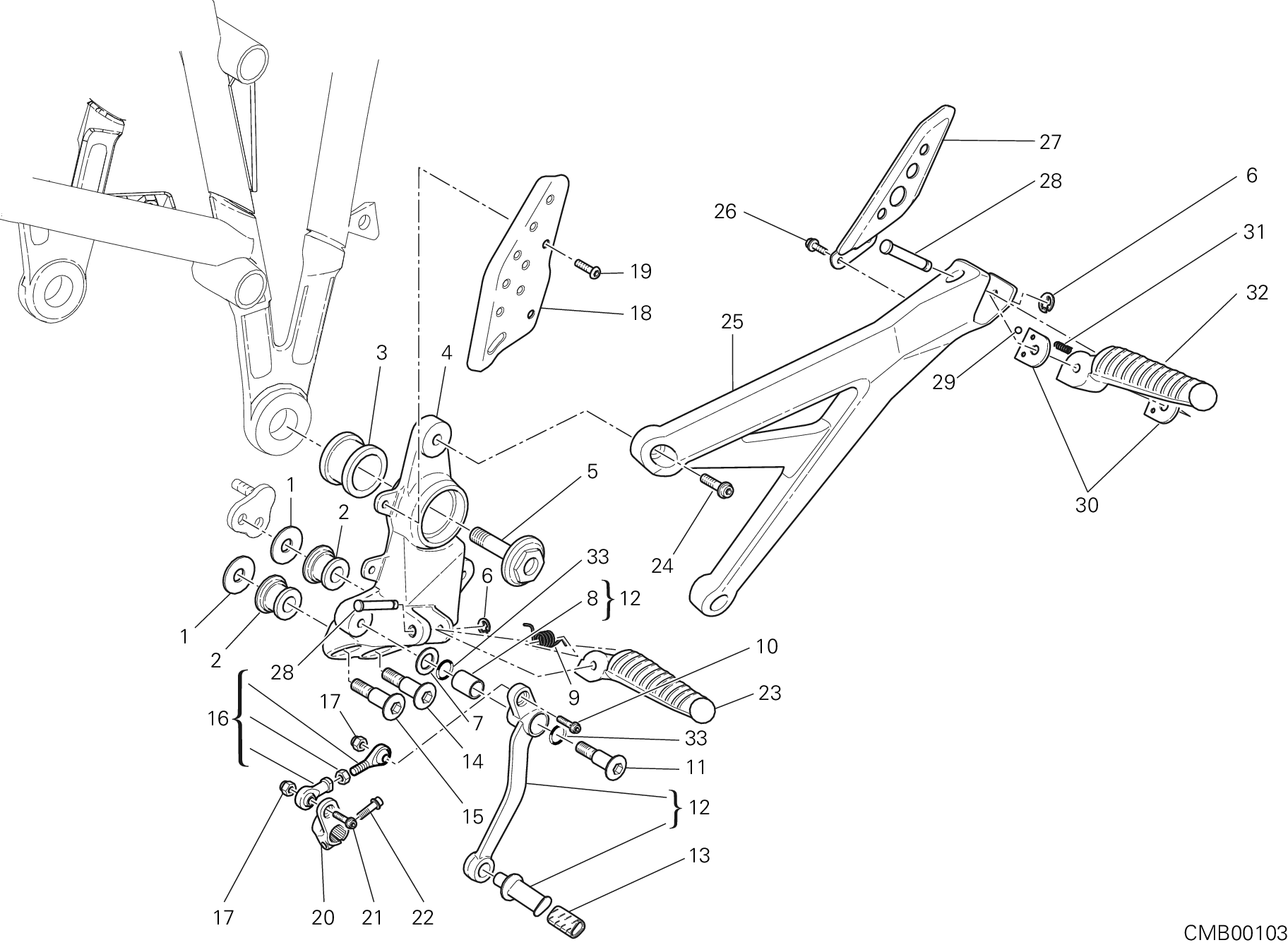 31A REPOSE PIED GAUCHE POUR MULTISTRADA 1100 S 2007