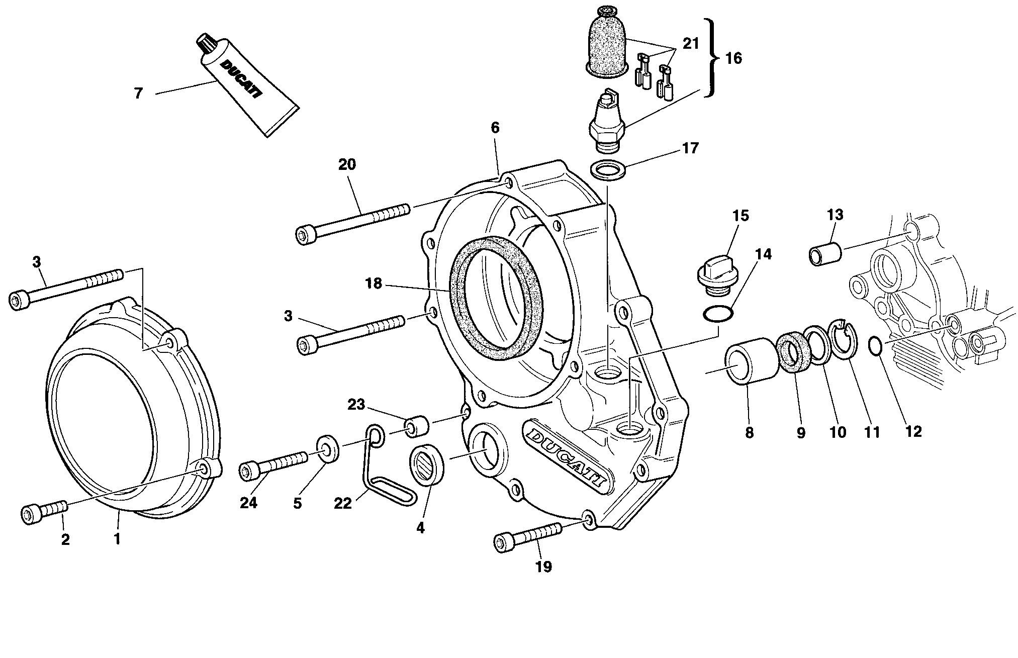 005 COUVERCLE EMBRAYAGE POUR SUPERBIKE 748 R SINGLE SEAT 1998