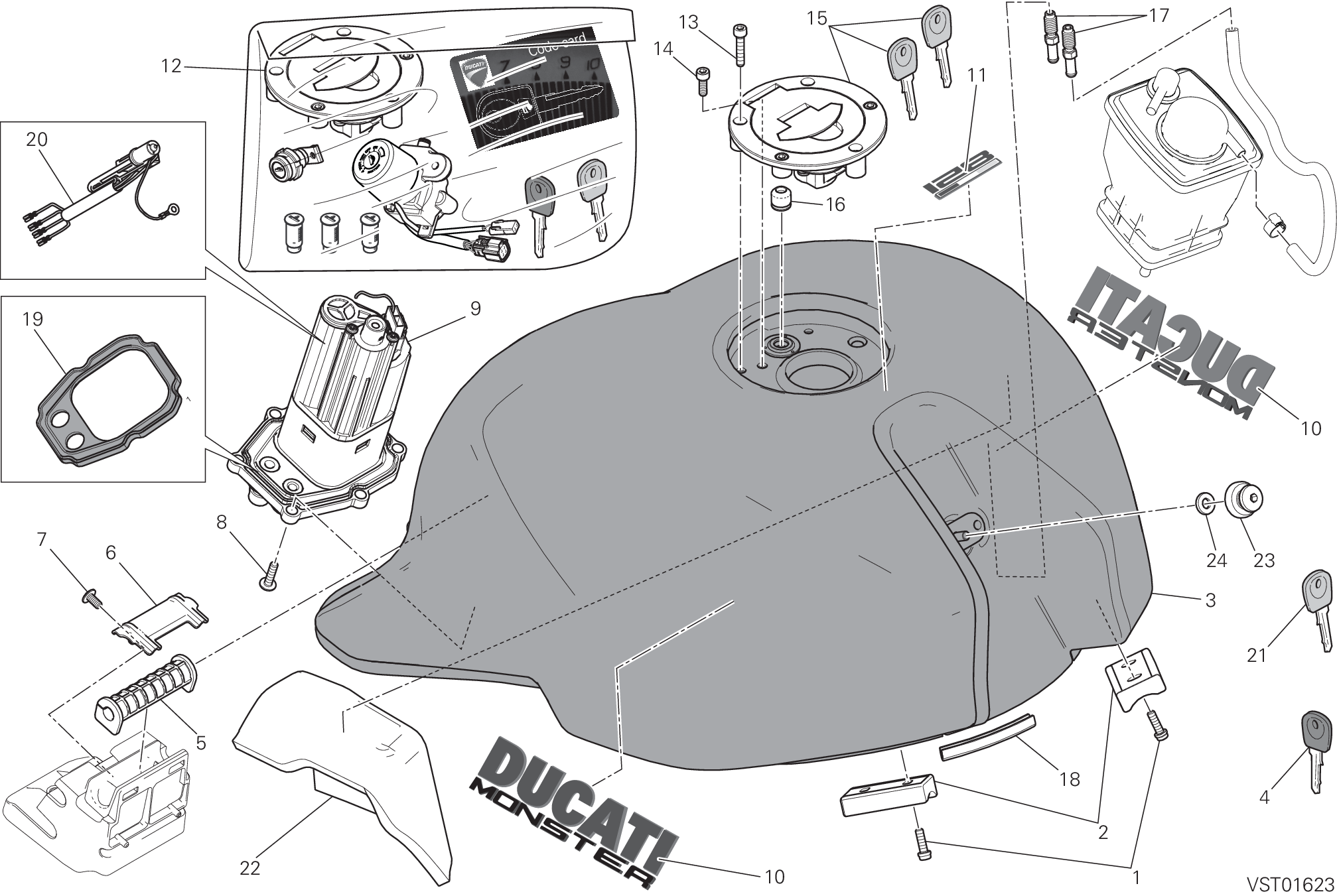 032 RESERVOIR CARBURANT POUR MONSTER 821 DARK 2017