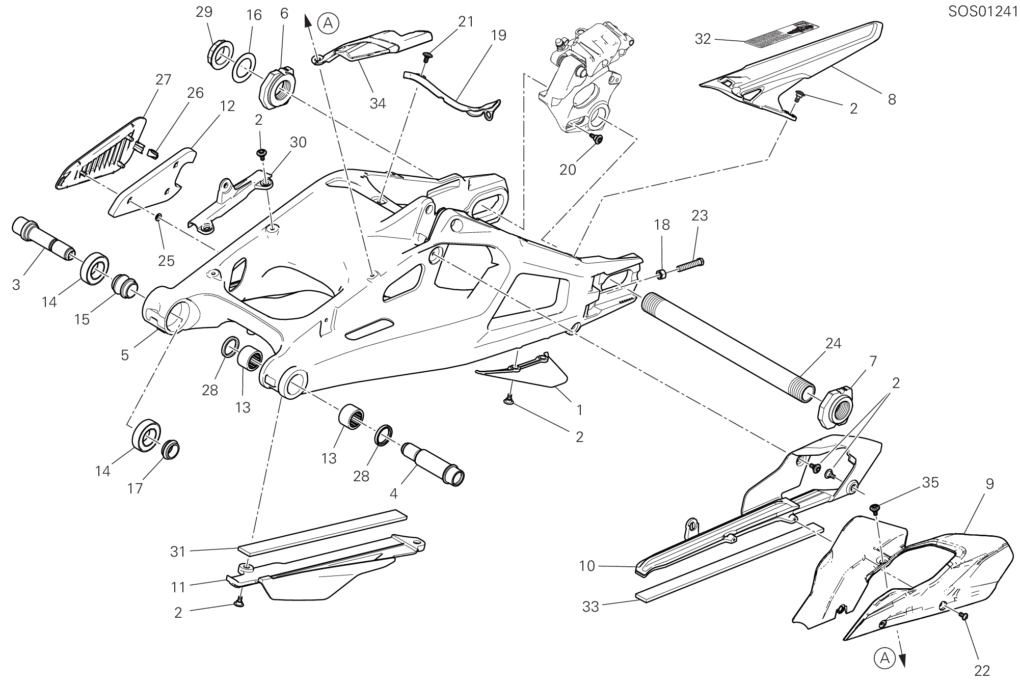 19A BRAS OSCILLANT ARRIERE POUR MULTISTRADA V4 GRAND TOUR 2024