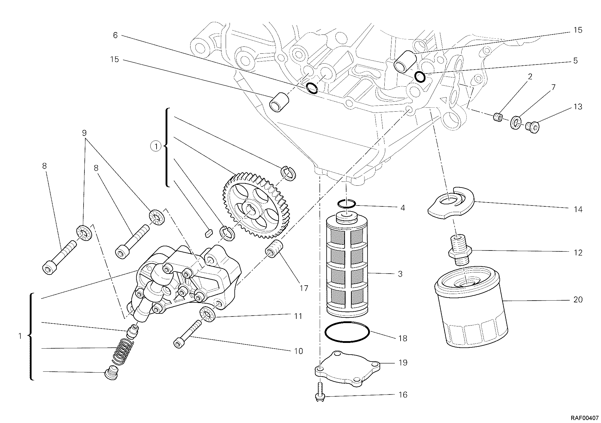 009 POMPE A HUILE FILTRE POUR SUPERBIKE 1198 SP 2011