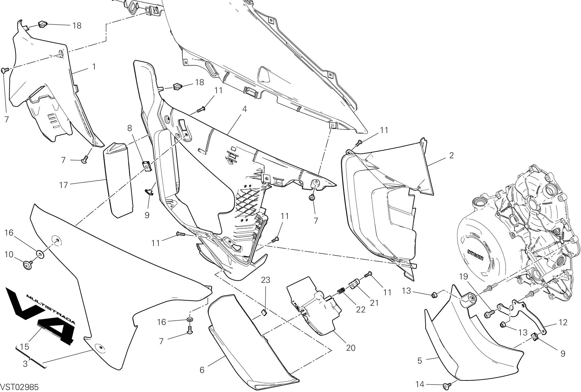 37E PANNEAU LATERAL DROIT POUR MULTISTRADA V4 2025