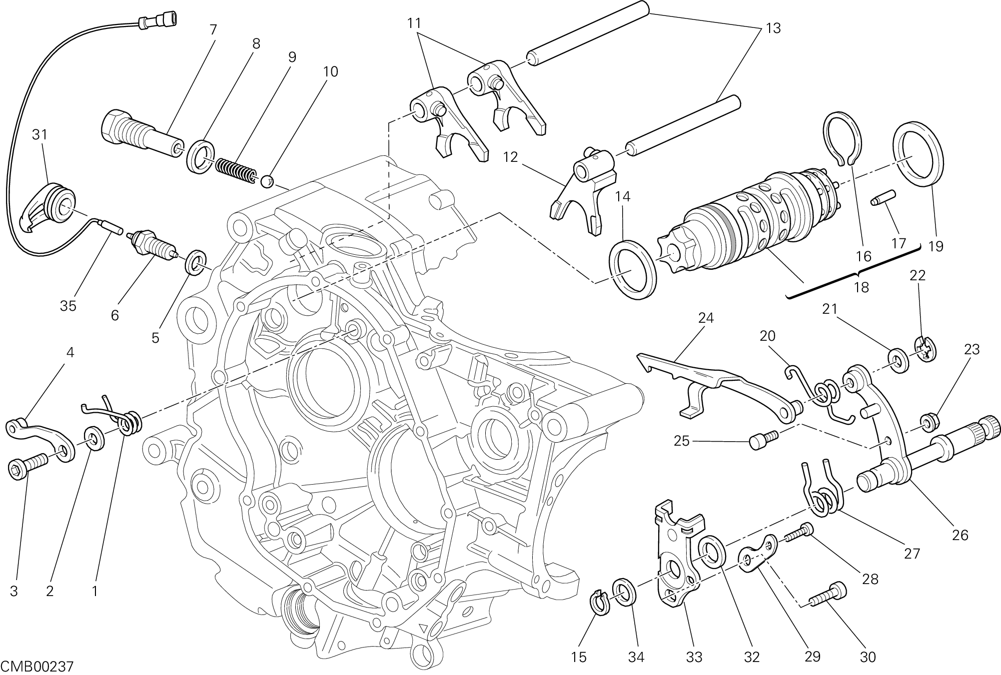 002 TAMBOUR CHANGEMENT VITESSE FOURCHETTE POUR MONSTER 1100 S 2010