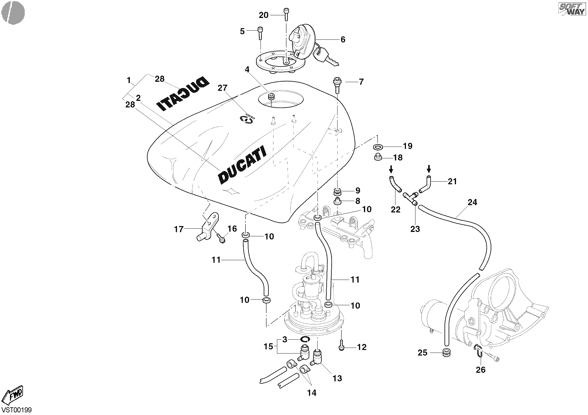 034 RESERVOIR CARBURANT POUR SUPERBIKE 748 R SINGLE SEAT 2002