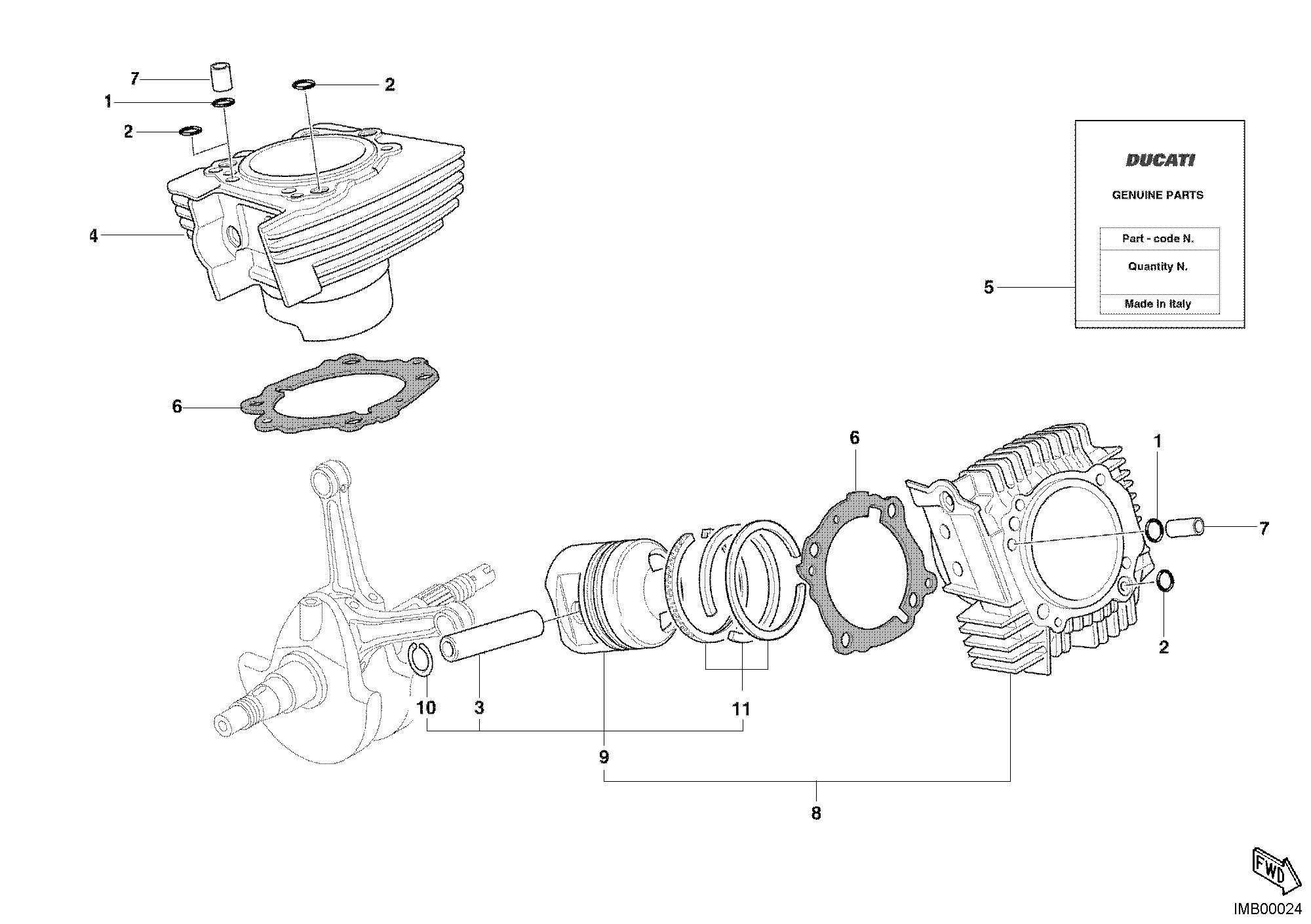 007 CYLINDRE PISTON POUR MONSTER 400 2006