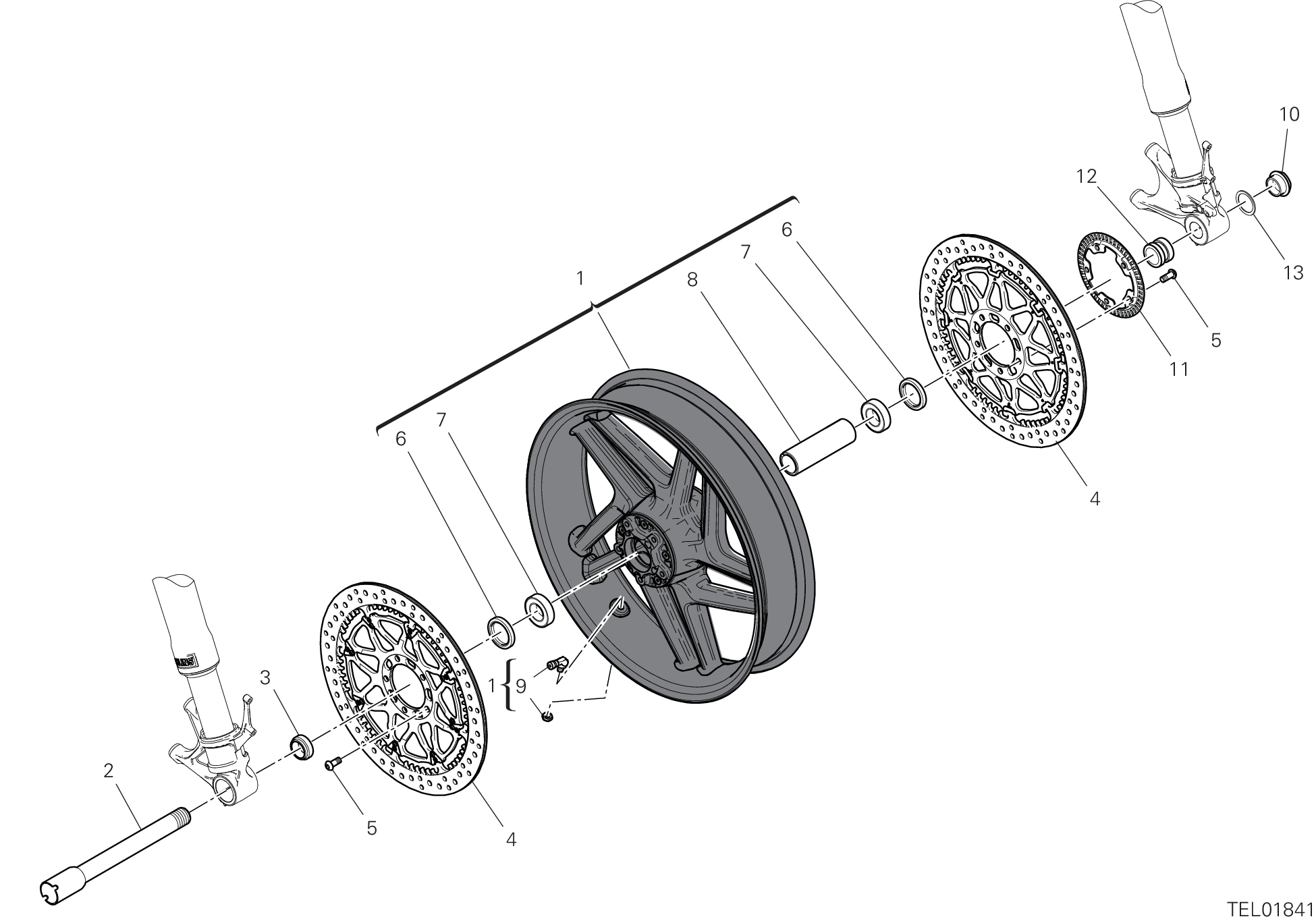 28A ROUE AVANT POUR SUPERBIKE PANIGALE V4 TRICOLORE 2025