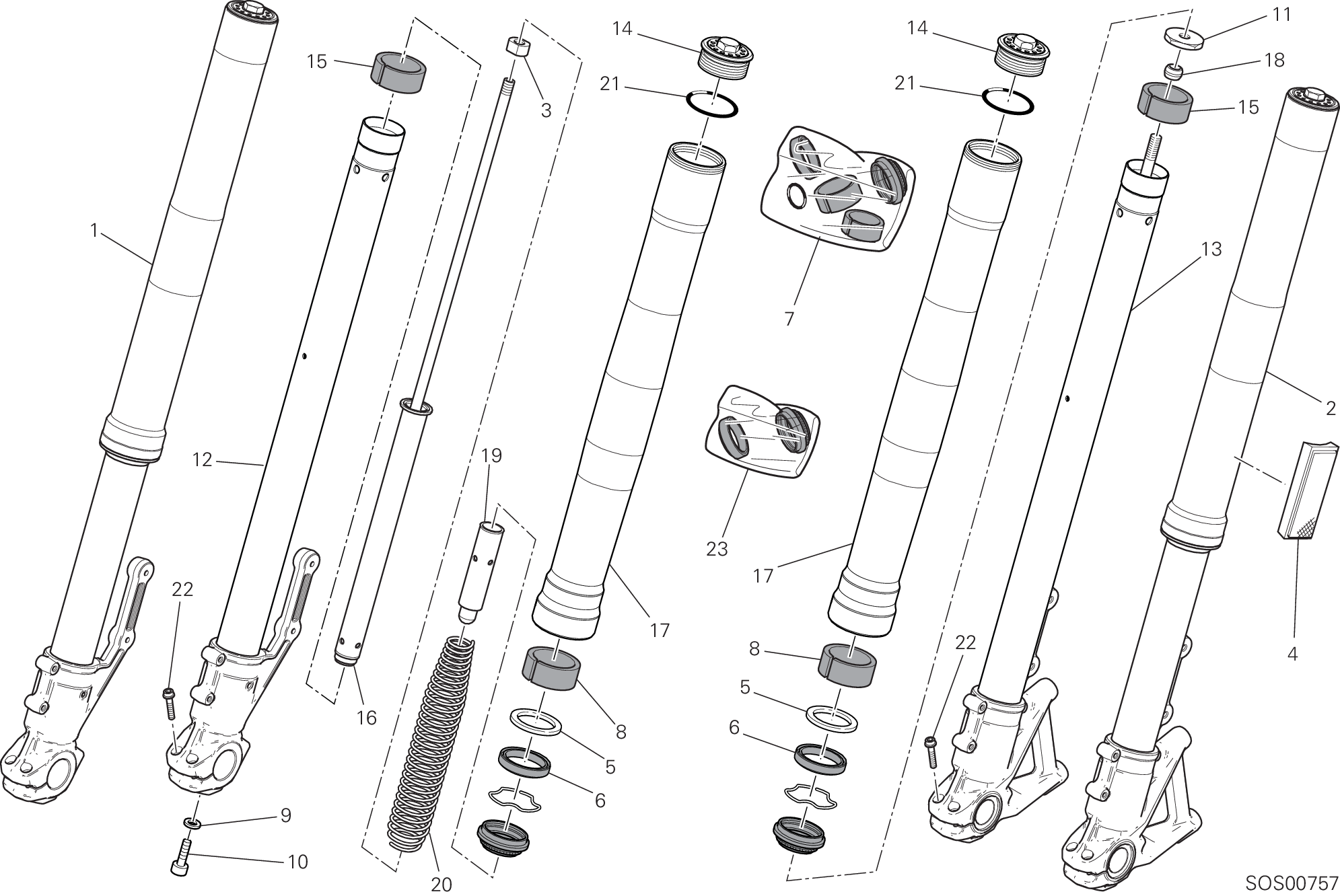 21A FOURCHE AVANT POUR SCRAMBLER ITALIA INDEPENDENT 2016