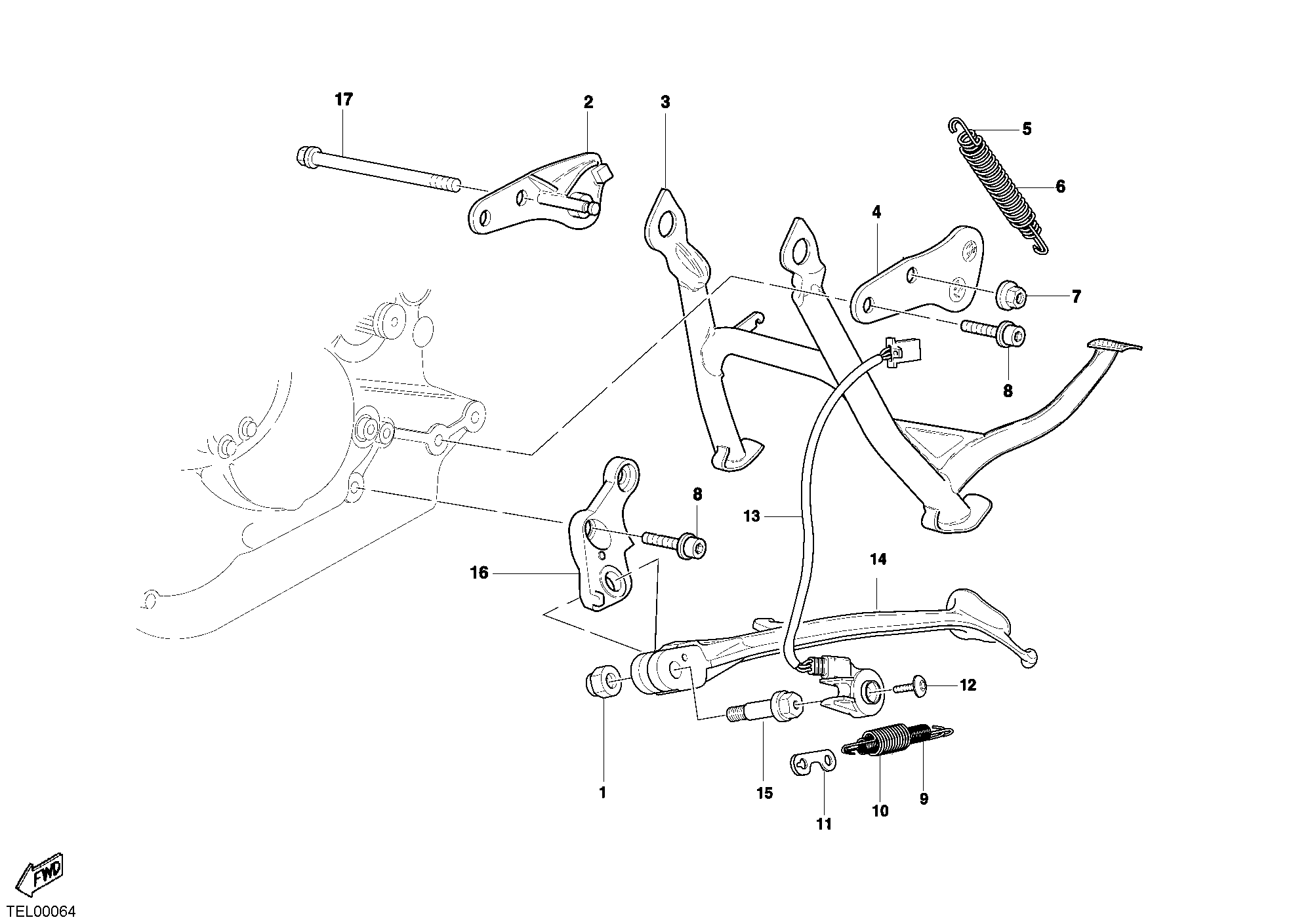 018 BEQUILLE LATERALE POUR SPORT TOURING ST2 2003