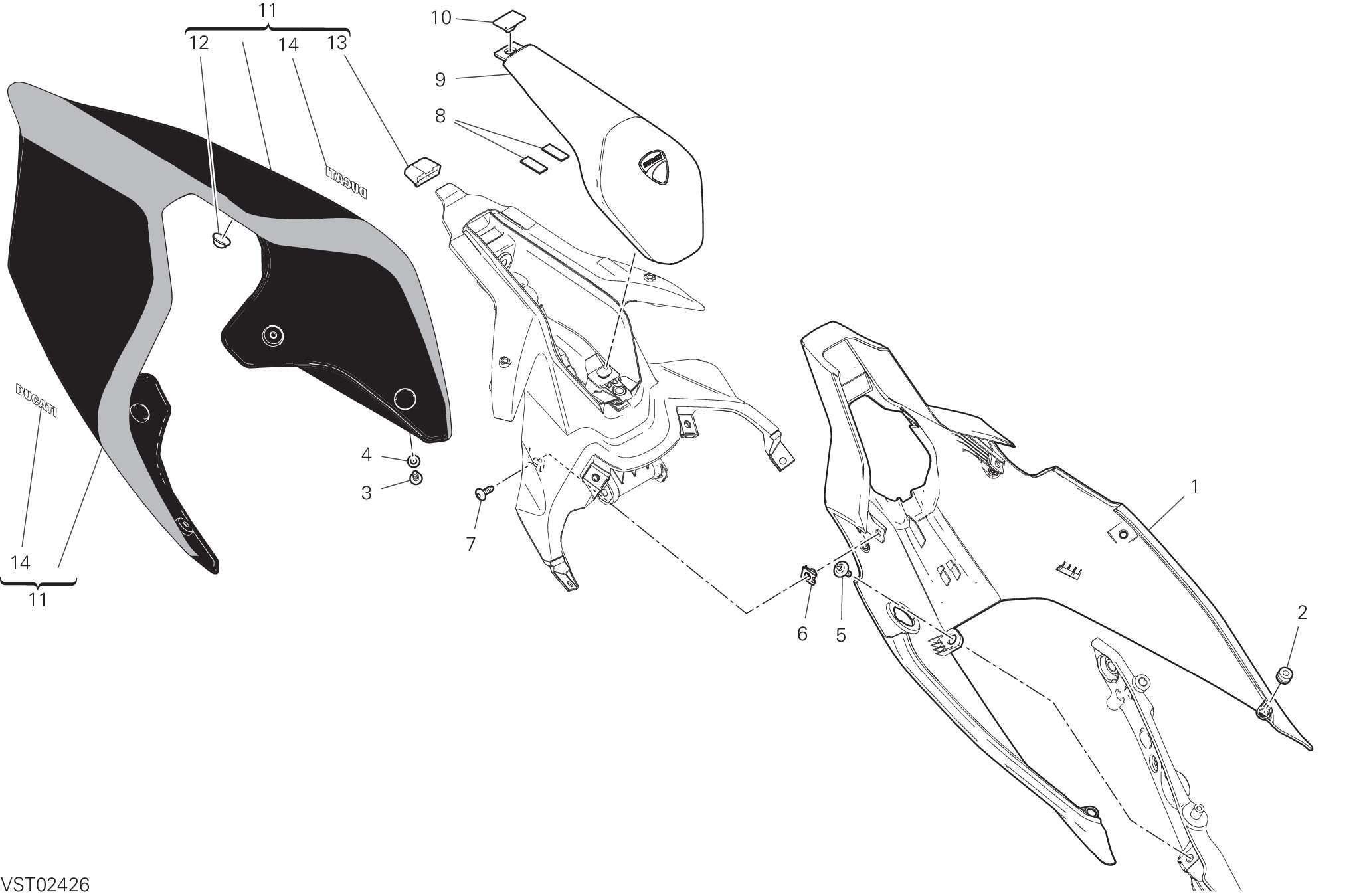 37D QUEUE DE CARENAGE POUR SUPERBIKE PANIGALE V4 SP2 2023
