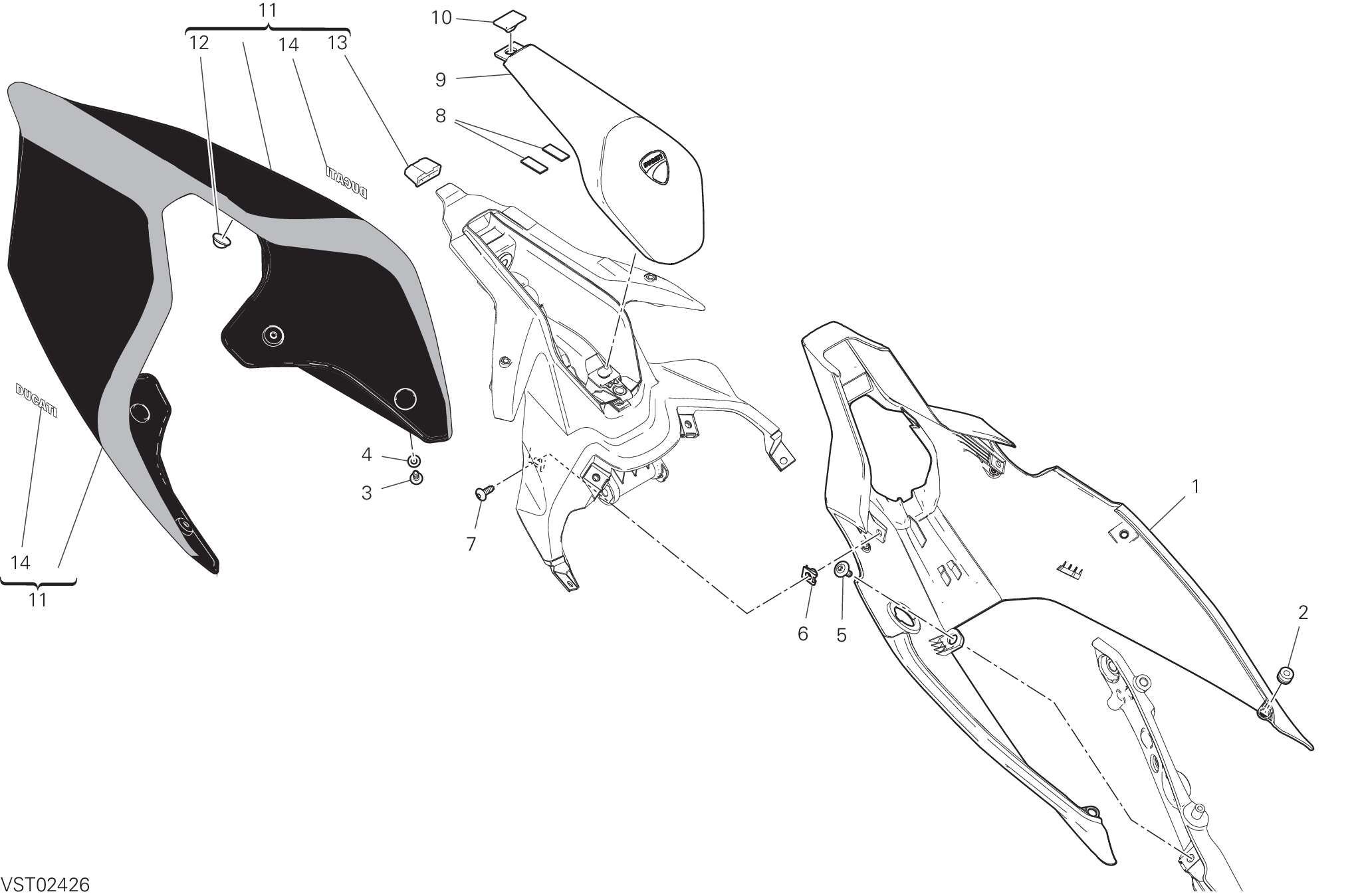 37D QUEUE DE CARENAGE POUR SUPERBIKE PANIGALE V4 SP2 2022