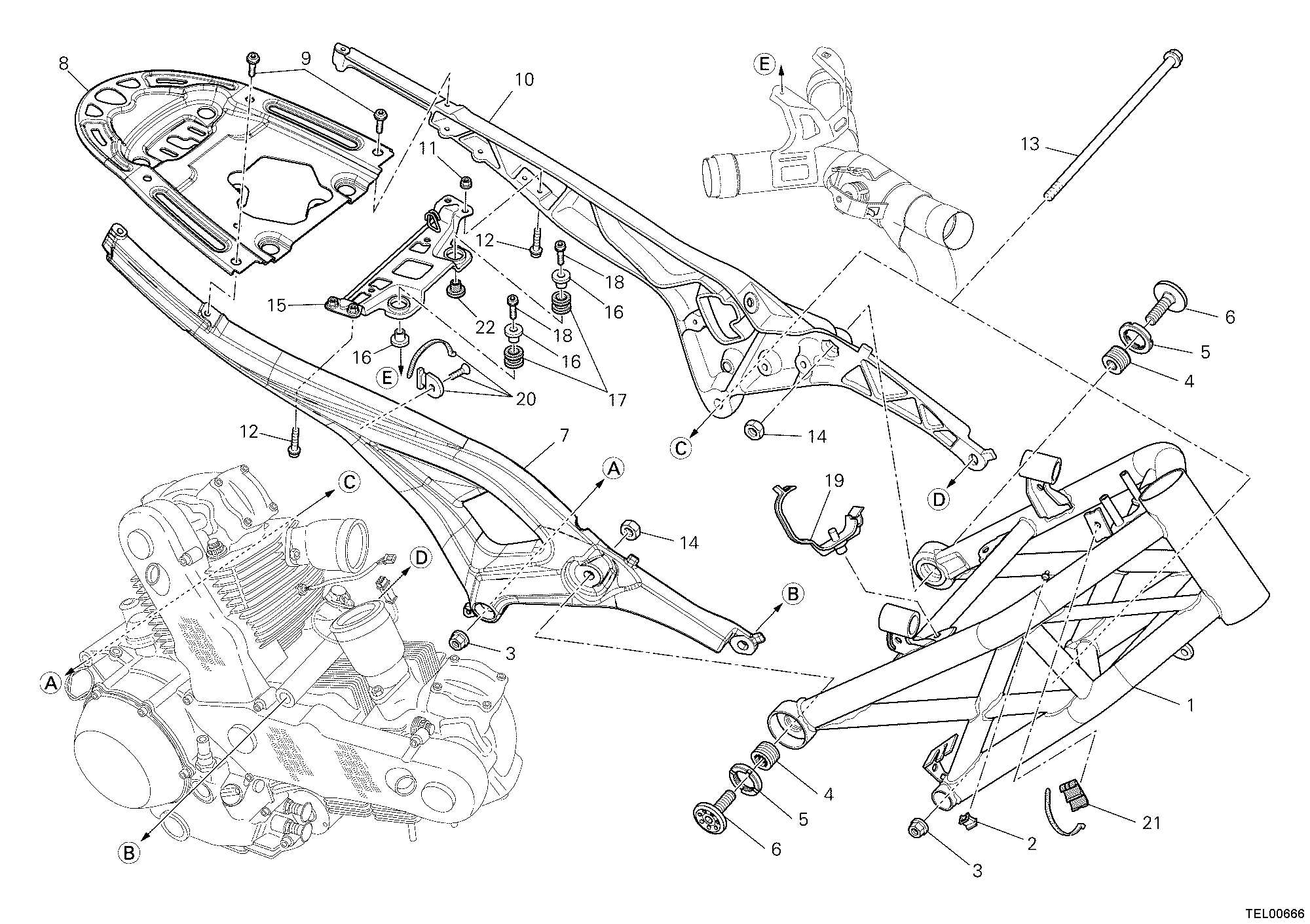 030 CADRE POUR MONSTER 1100 S ABS 2010