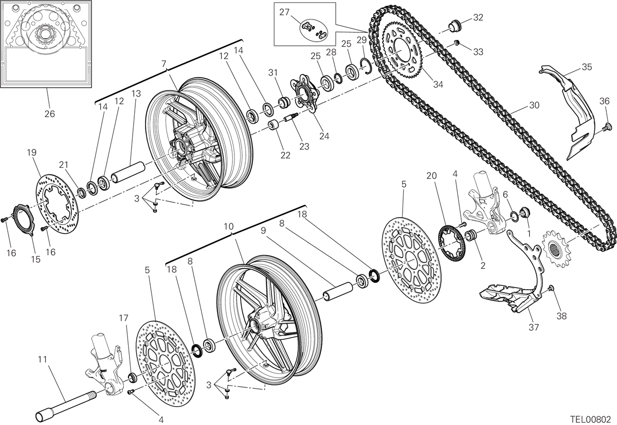 026 RUOTA ANTERIORE E POSTERIORE POUR SUPERBIKE 959 PANIGALE ABS 2019