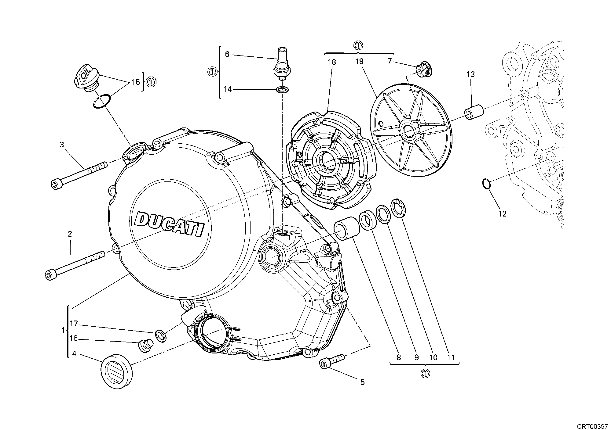 005 COUVERCLE EMBRAYAGE POUR MONSTER 696 ABS 2011