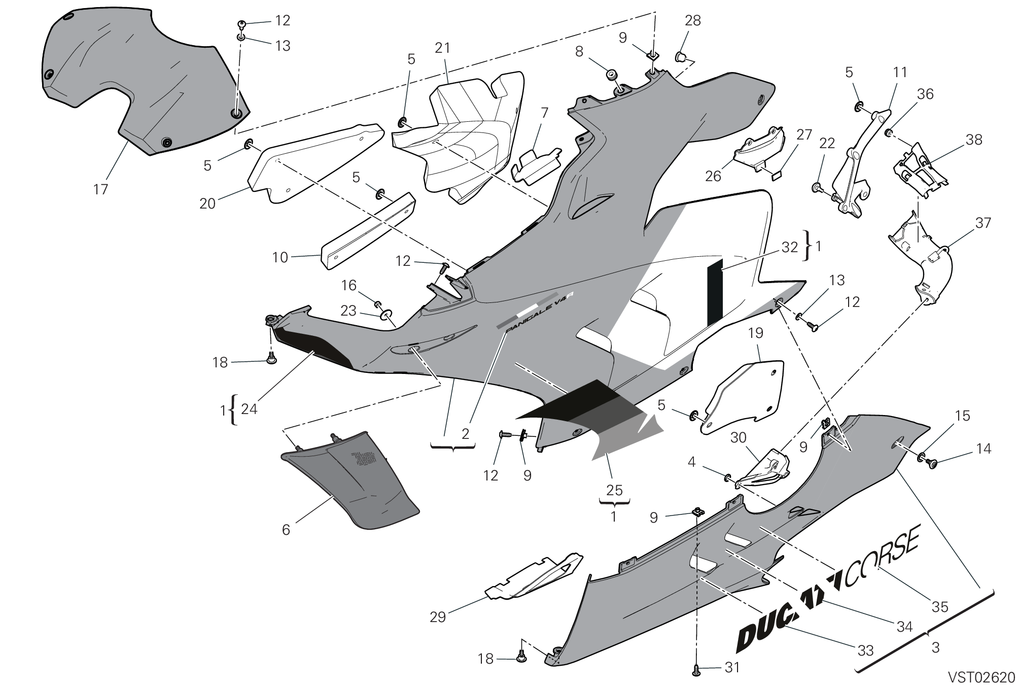 37C CARENE GAUCHE POUR SUPERBIKE PANIGALE V4 R 2024