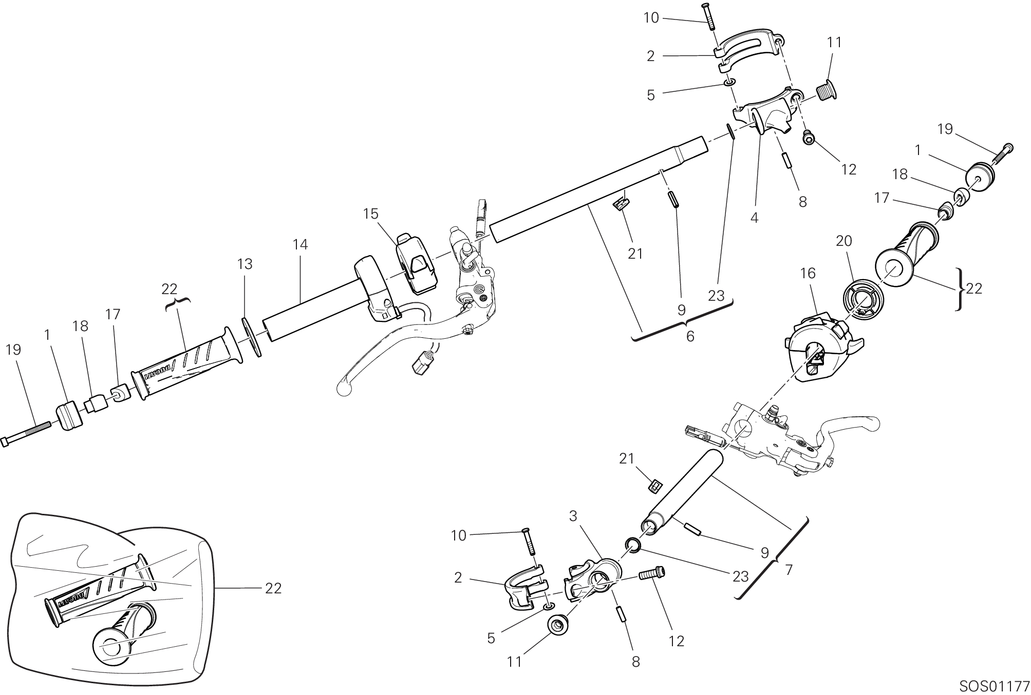 22A DEMI GUIDON POUR SUPERBIKE PANIGALE V4 2025