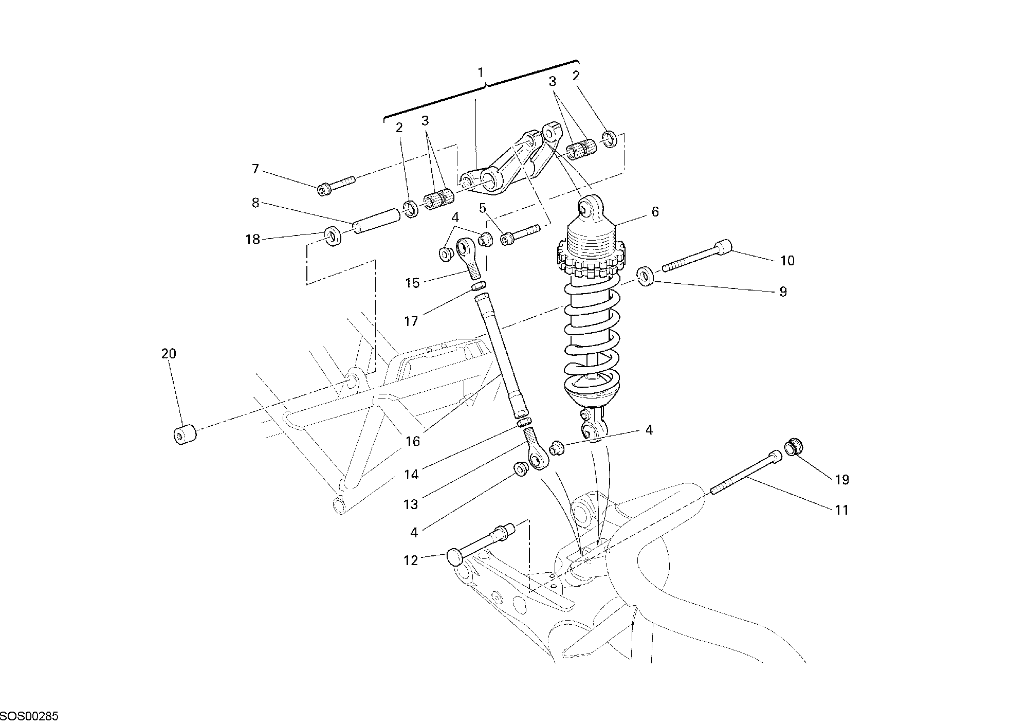 032 AMORTISSEUR ARRIERE POUR MONSTER S2R 1000 2008