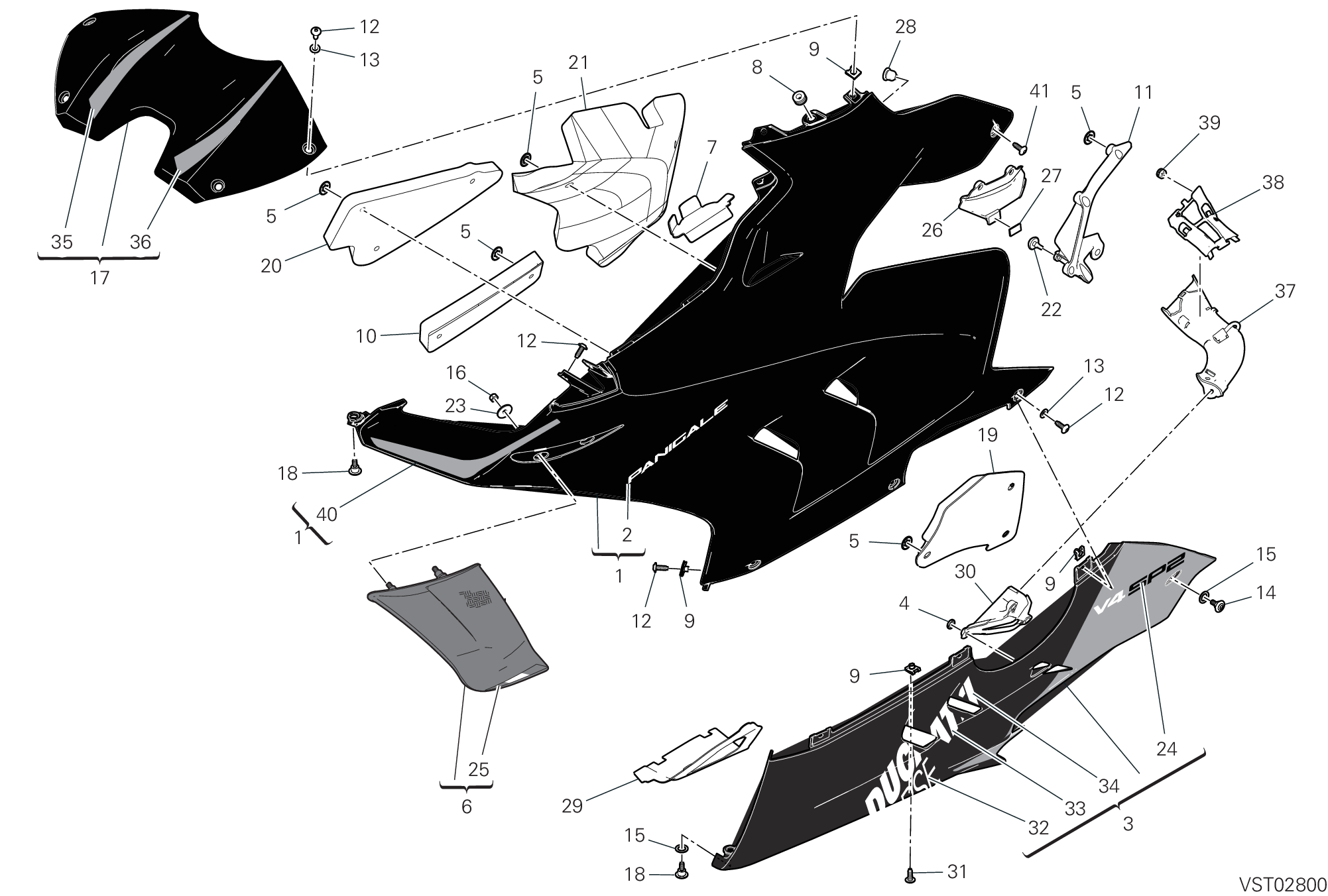 37C CARENE GAUCHE POUR SUPERBIKE PANIGALE V4 SP2 2024