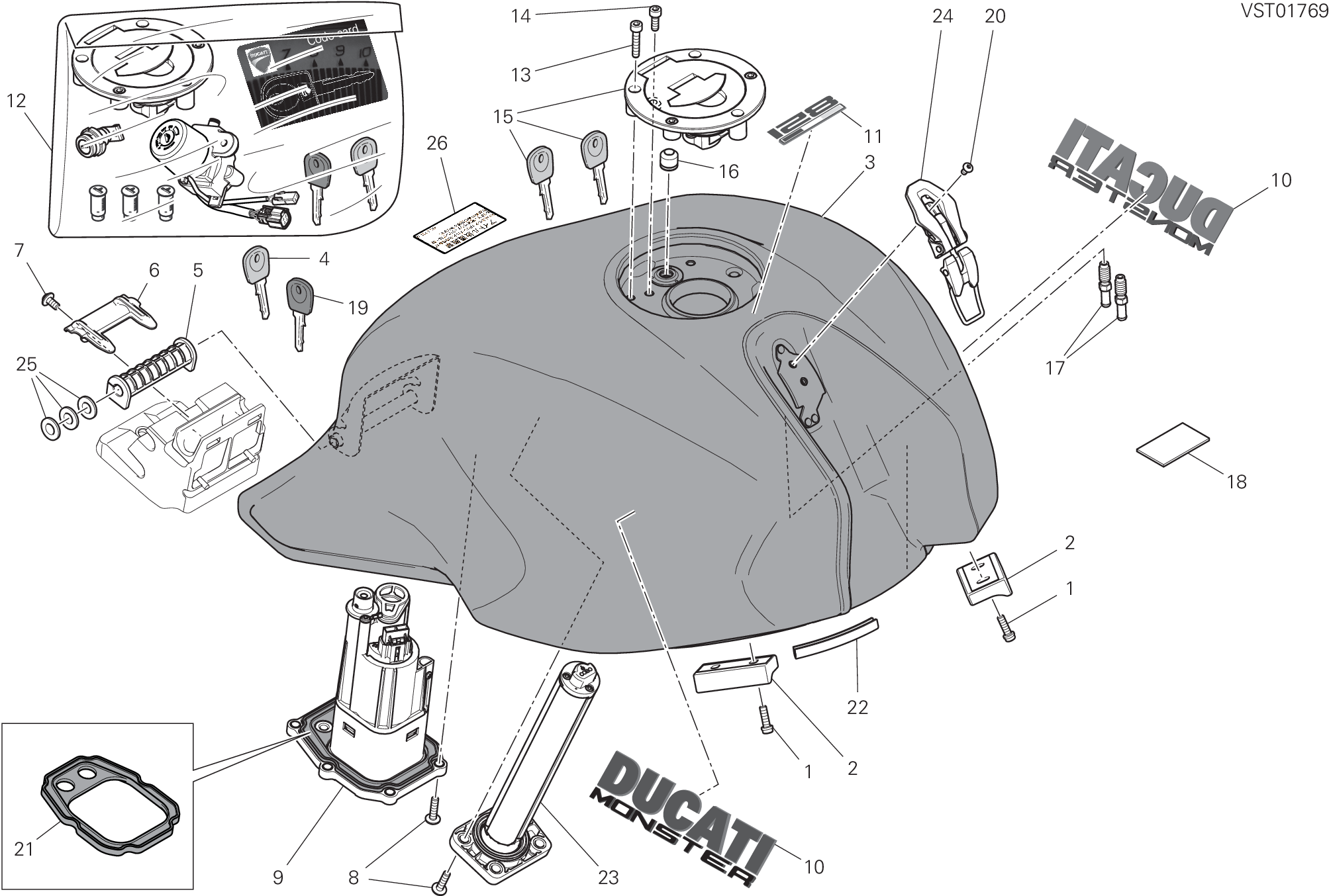 032 RESERVOIR CARBURANT POUR MONSTER 821 2020