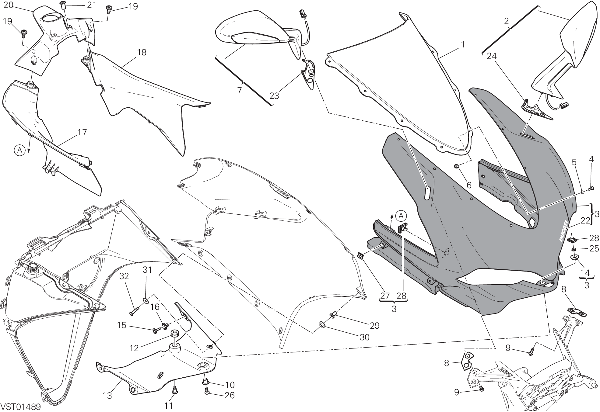 034 CAPOT AVANT POUR SUPERBIKE 959 PANIGALE ABS 2018