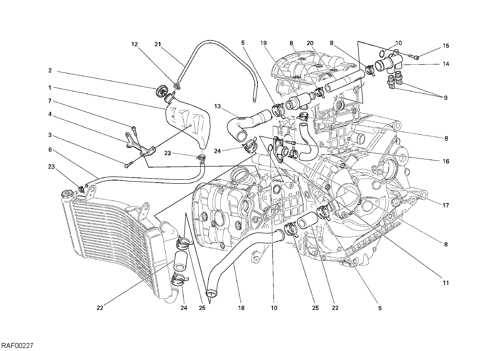 022 CIRCUIT DE REFROIDISSEMENT POUR MONSTER S4R 2008