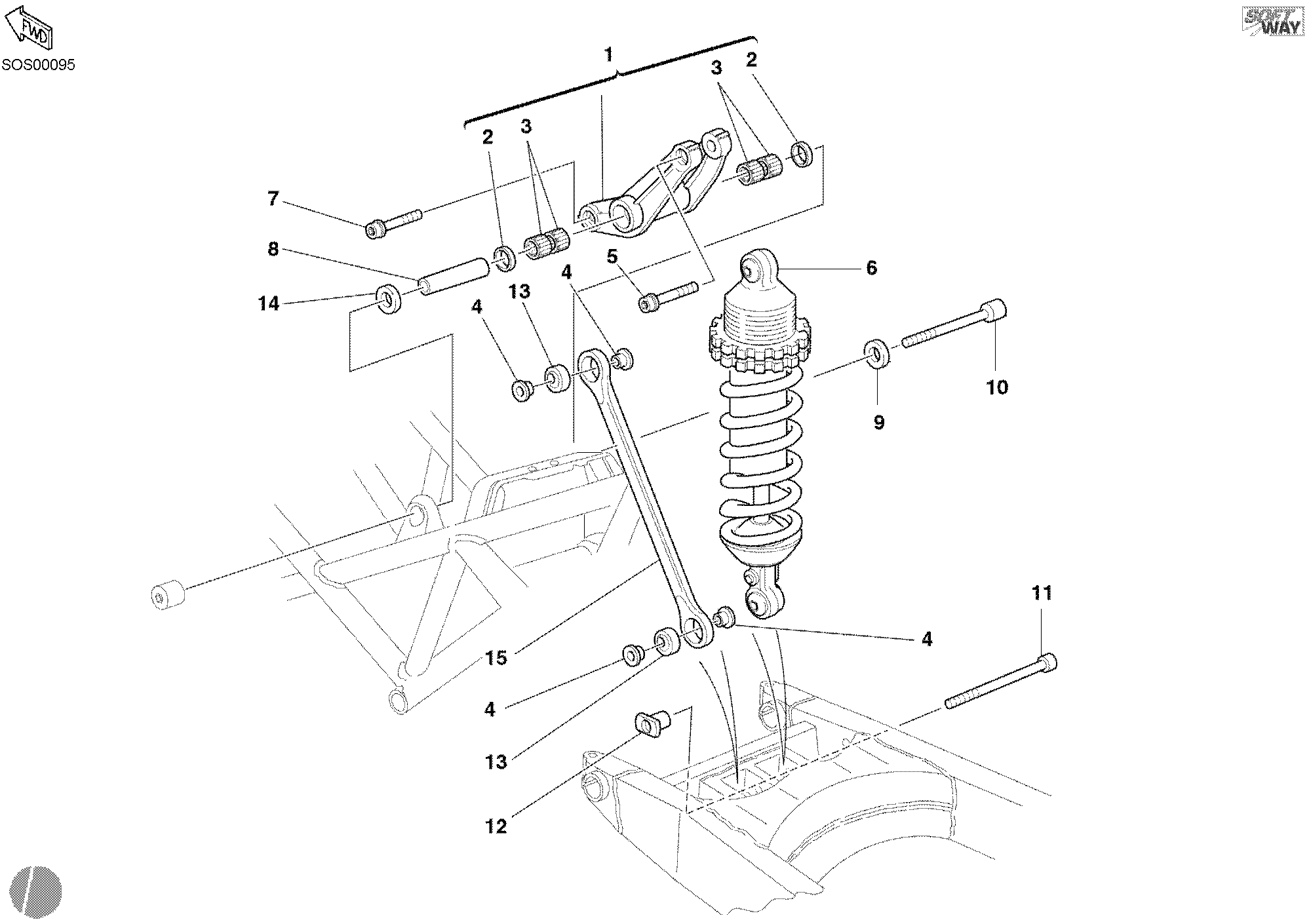 033 AMORTISSEUR ARRIERE POUR MONSTER 620 2002
