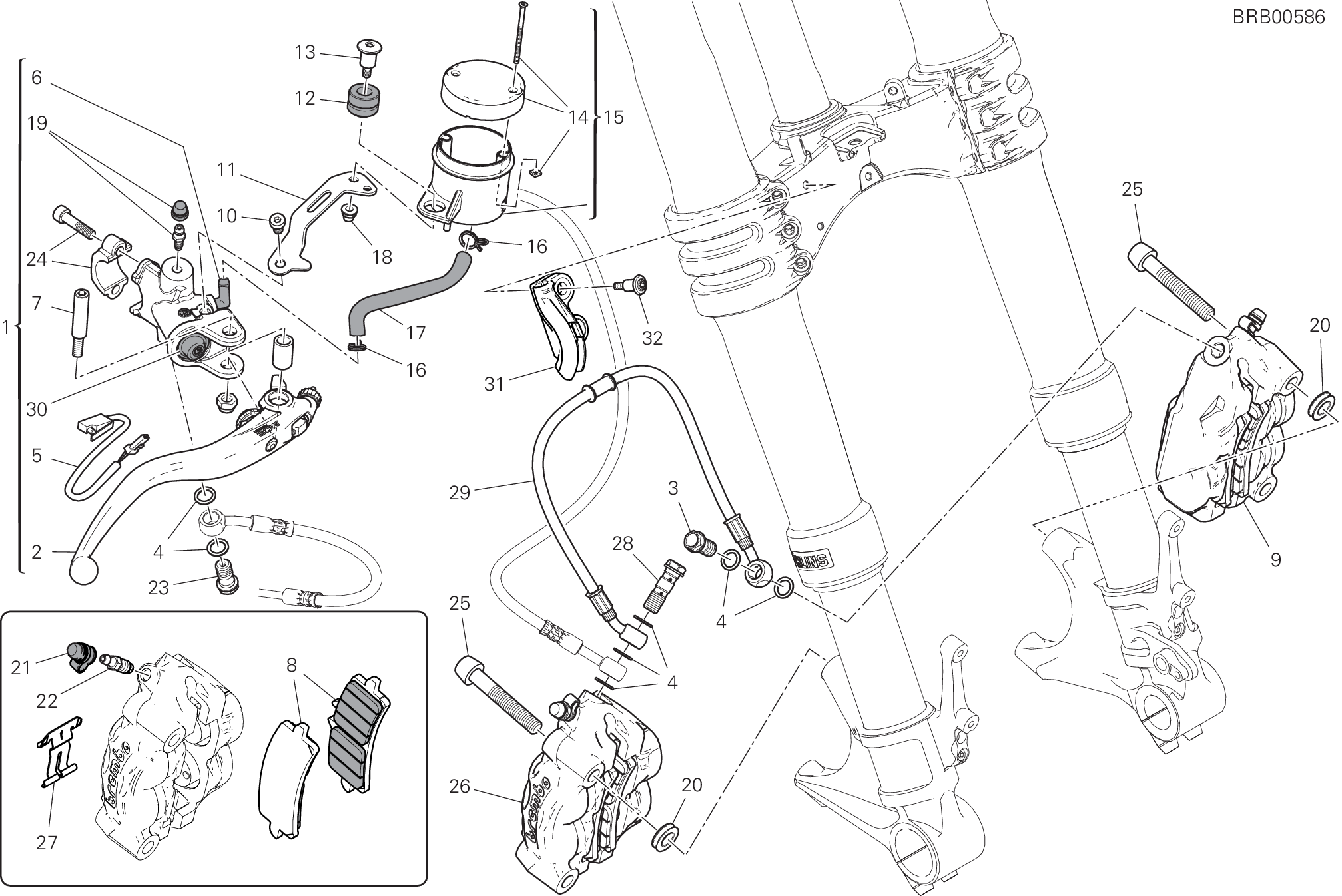 024 SYSTEME DE FREIN AVANT POUR SUPERBIKE 1299 SUPERLEGGERA 2017