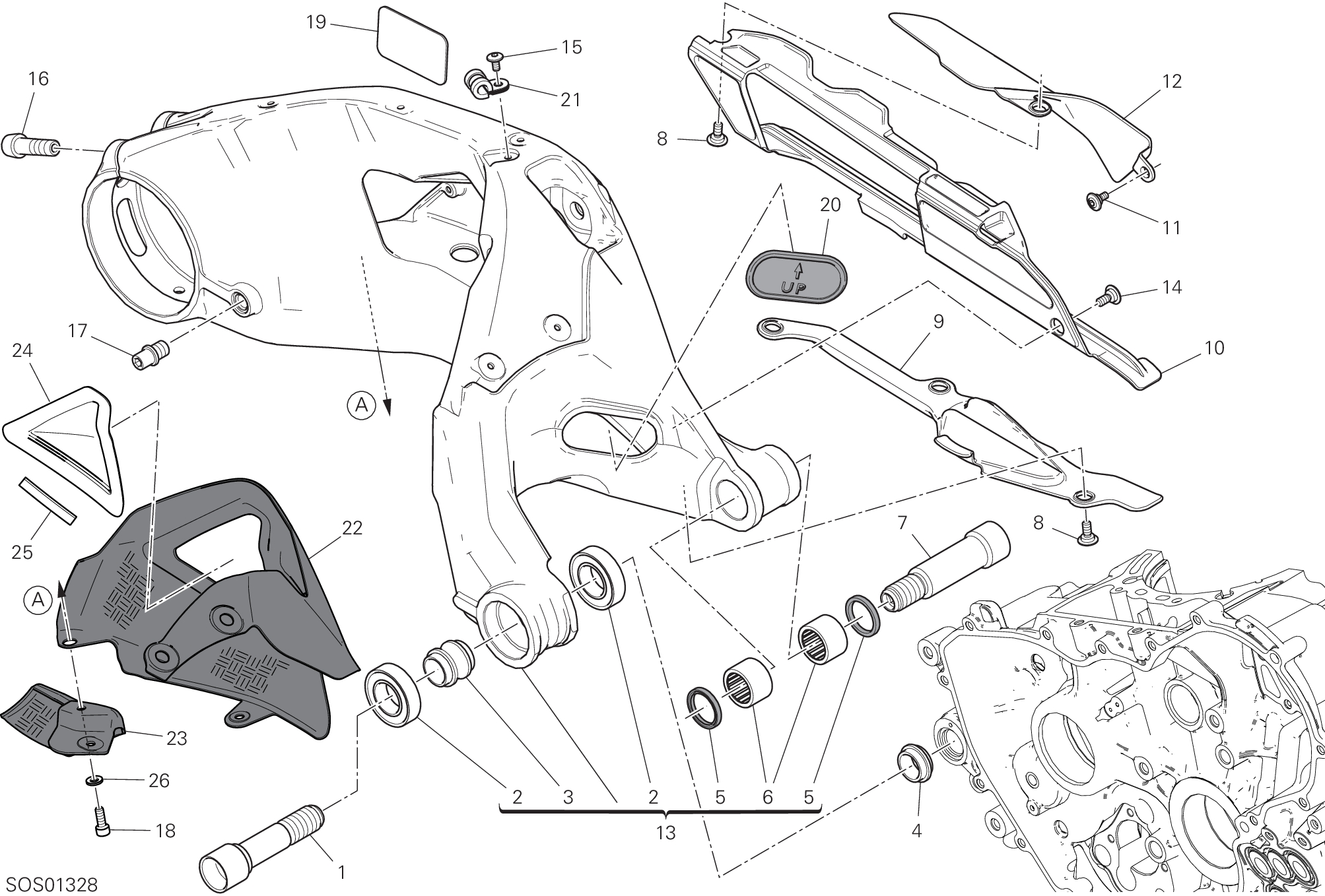 19A BRAS OSCILLANT ARRIERE POUR SUPERBIKE PANIGALE V2 BULEGA 2023 WORLD CHAMPION REPLICA 2025