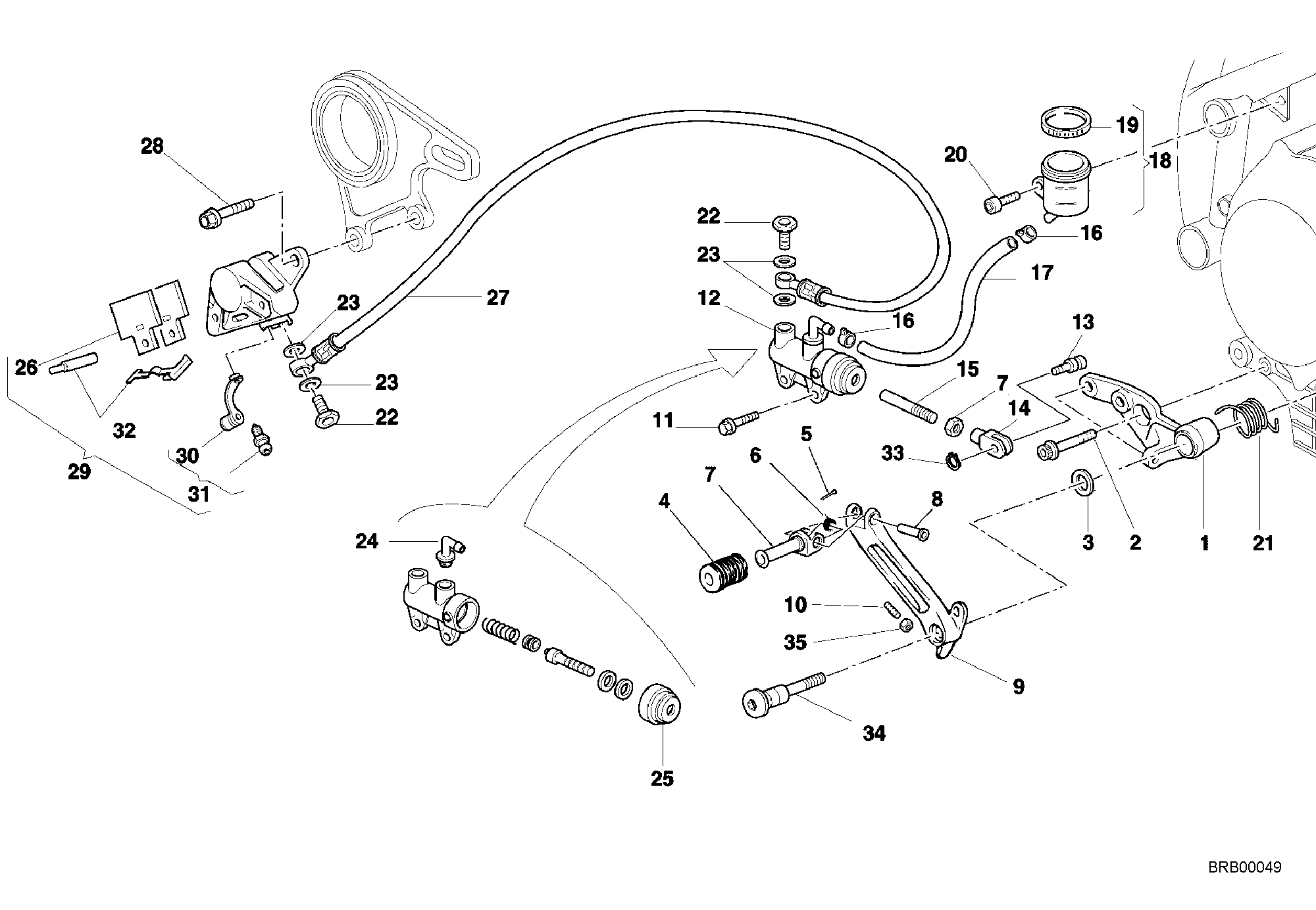 026 SYSTEME DE FREIN ARRIERE POUR SUPERBIKE 748 RS 2001