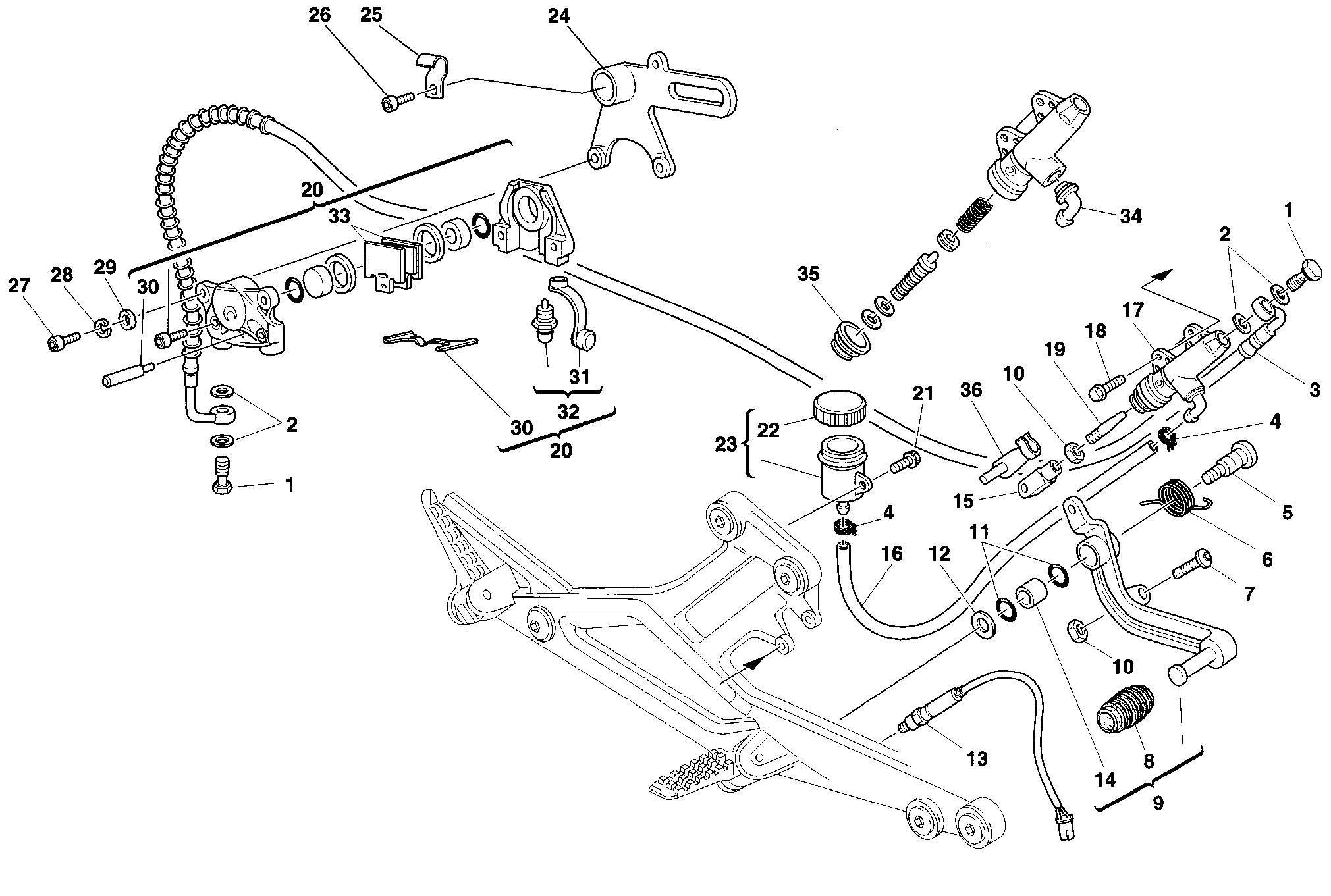 027 SYSTEME DE FREIN ARRIERE POUR MONSTER 600 DARK 1998