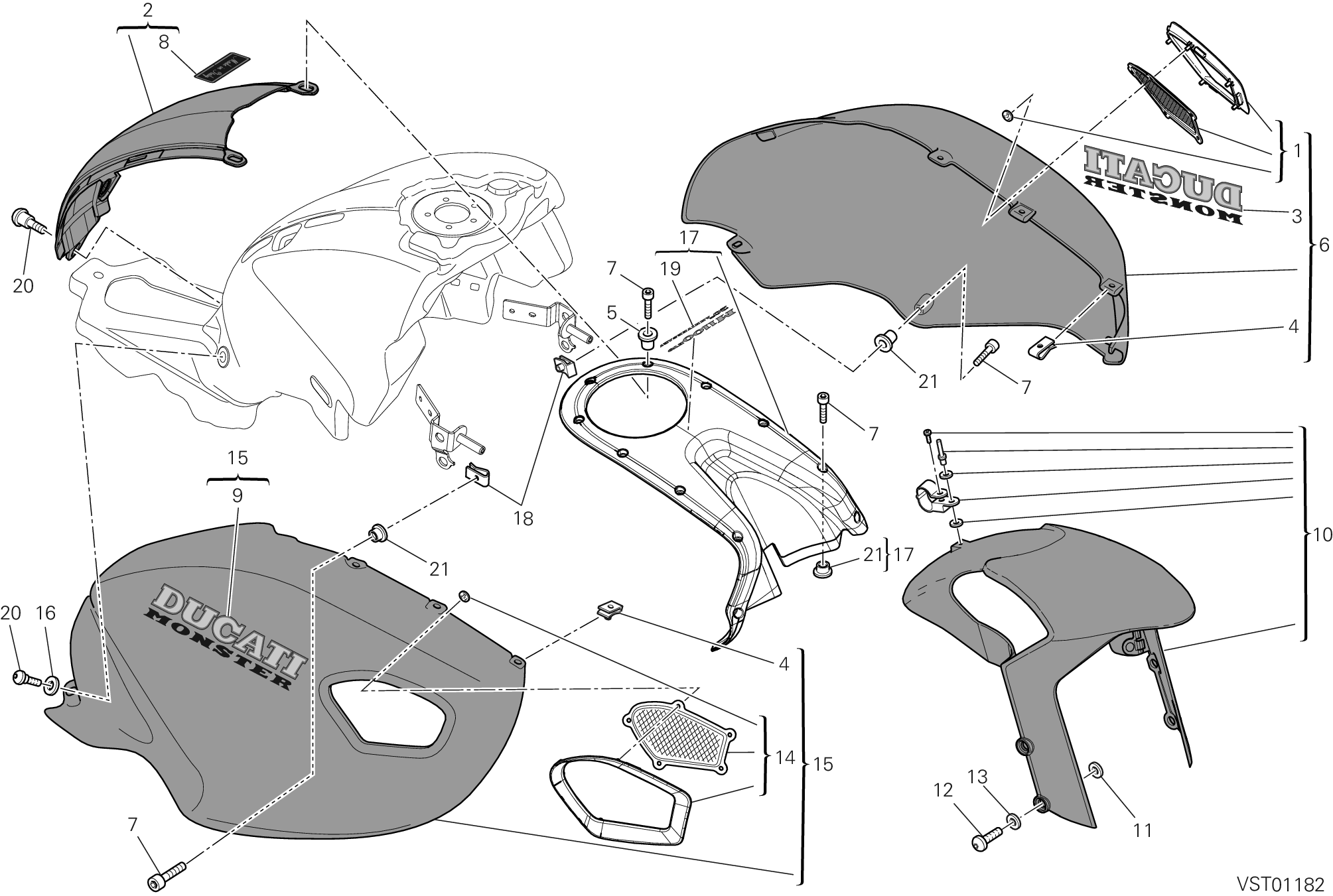 038 HABILLAGE POUR MONSTER 1100 EVO ANNIVERSARY 2013