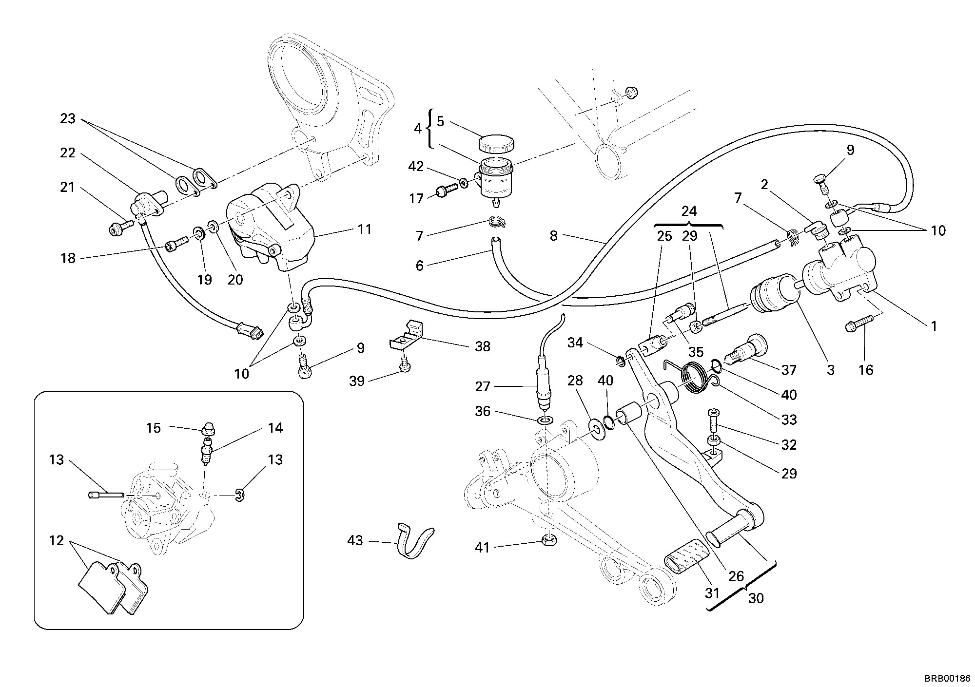 030 SYSTEME DE FREIN ARRIERE POUR MONSTER S2R 800 2006