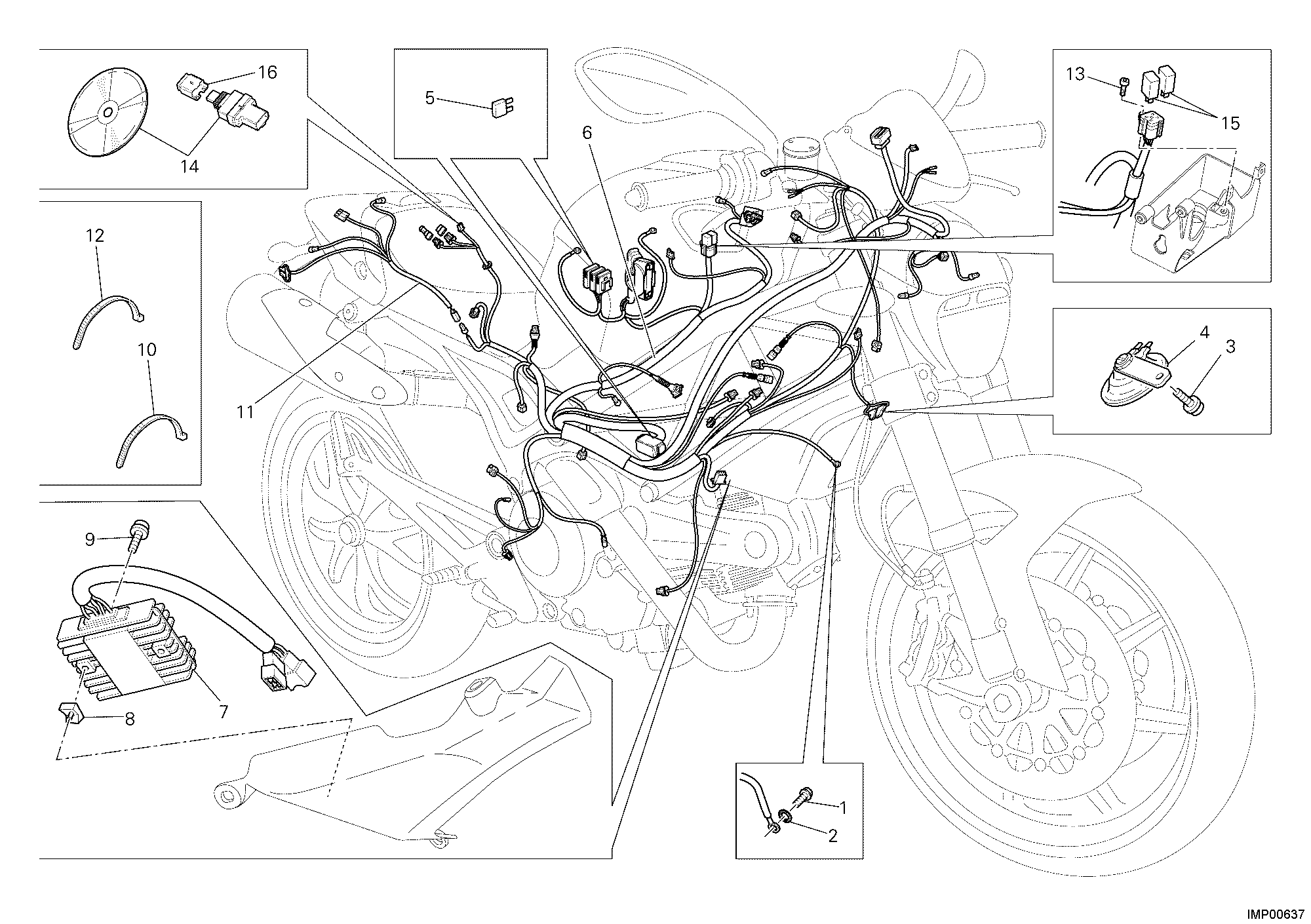 018 FAISCEAU DE FILS POUR MONSTER 1100 ABS 2010