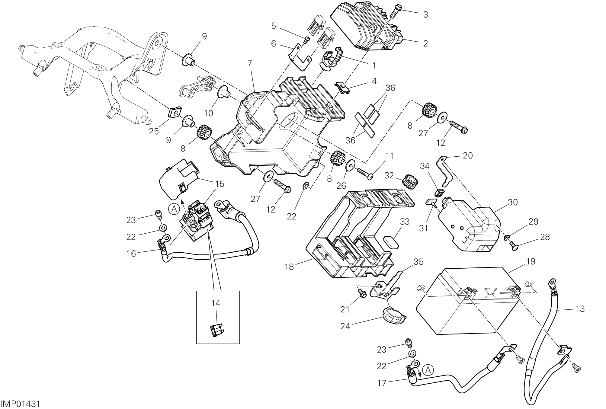 018 SUPPORT BATTERIE POUR SUPERSPORT 950 2022