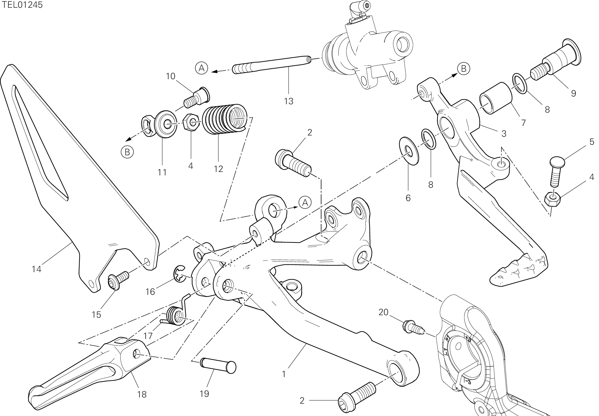 26B REPOSE PIEDS DROIT POUR SUPERBIKE PANIGALE V4 R 2019