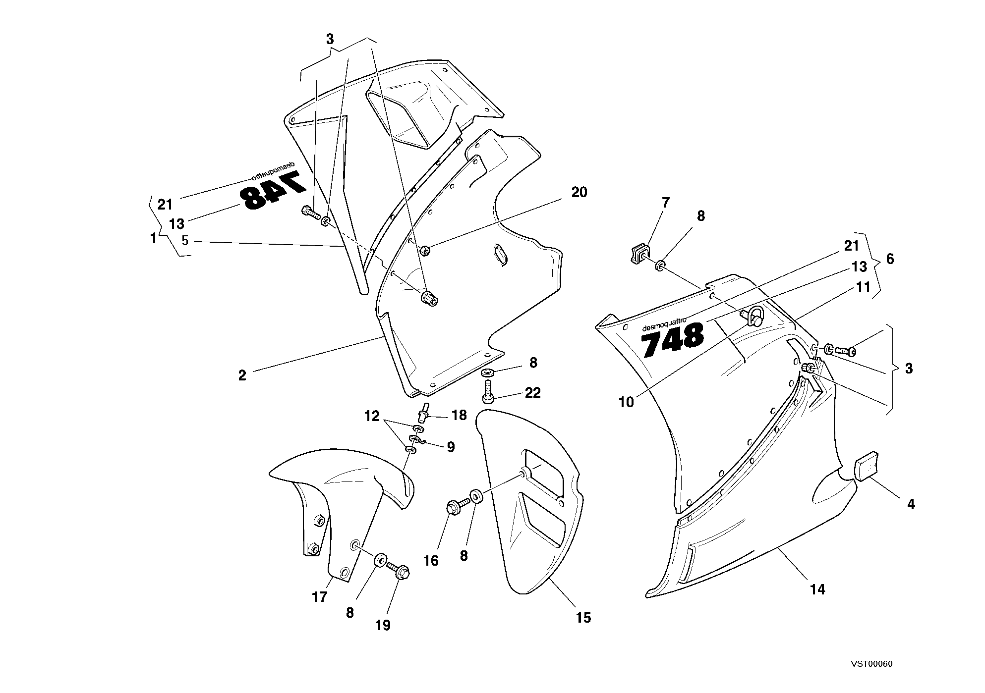 36A HABILLAGE POUR SUPERBIKE 748 R SINGLE SEAT 2000