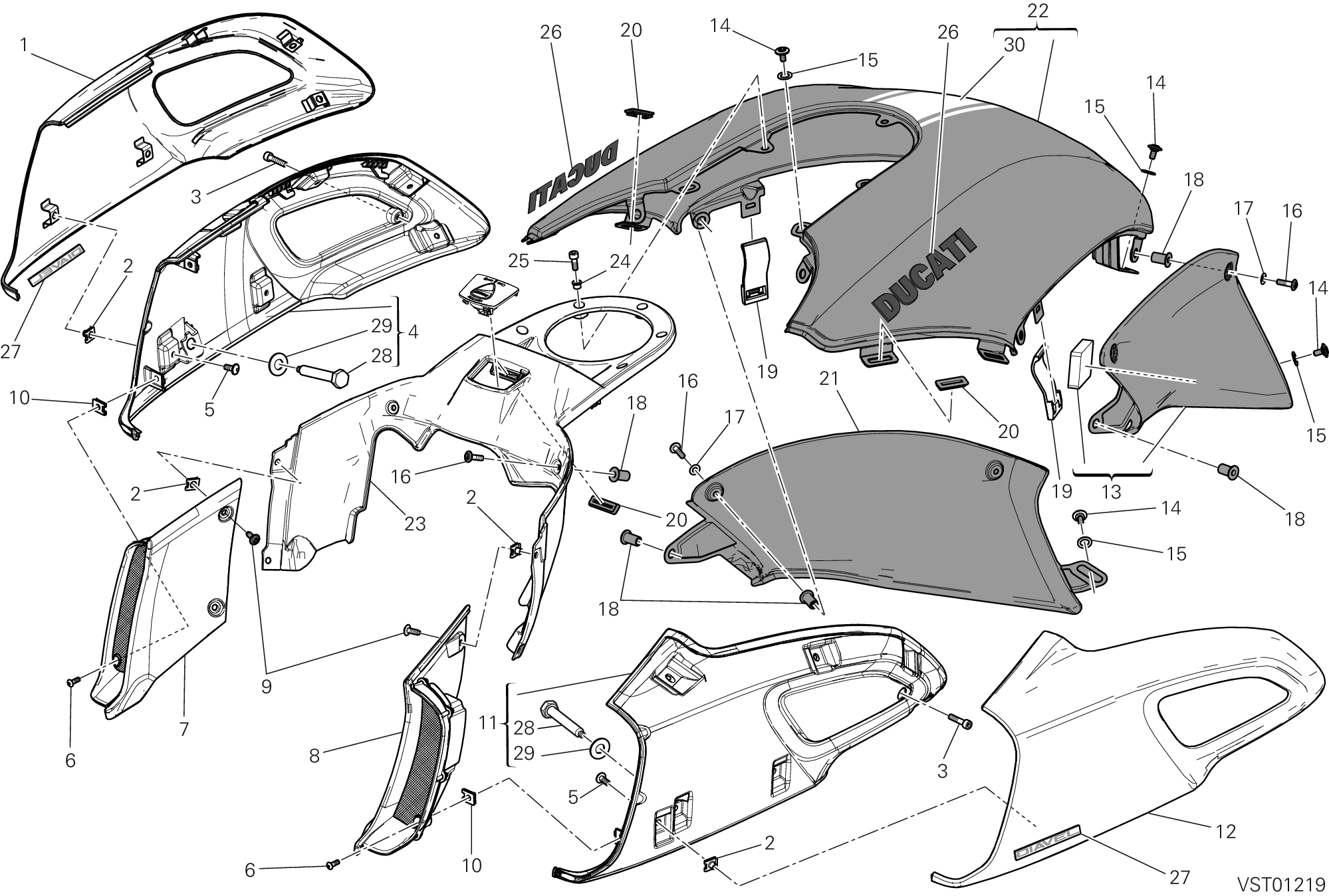 034 COUVERCLES RESERVOIR POUR DIAVEL WHITE STRIPE 2013