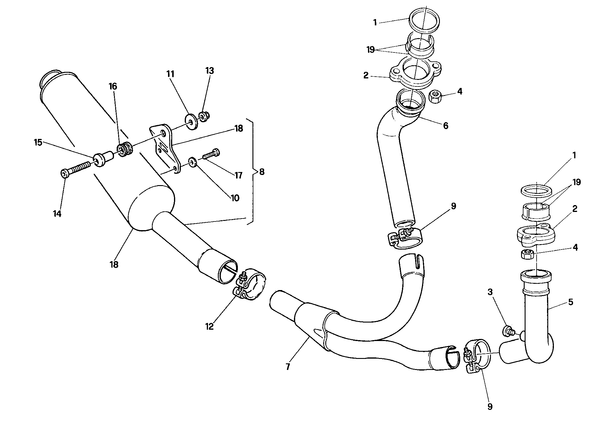 019 ECHAPPEMENT POUR SUPERSPORT 400 SS 1993