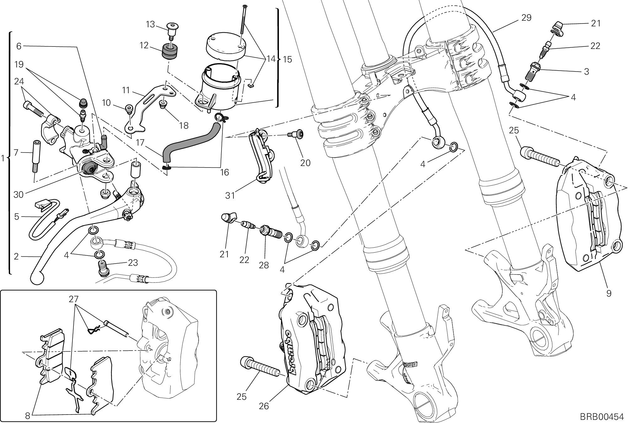 024 SYSTEME DE FREIN AVANT POUR SUPERBIKE 899 PANIGALE ABS 2014