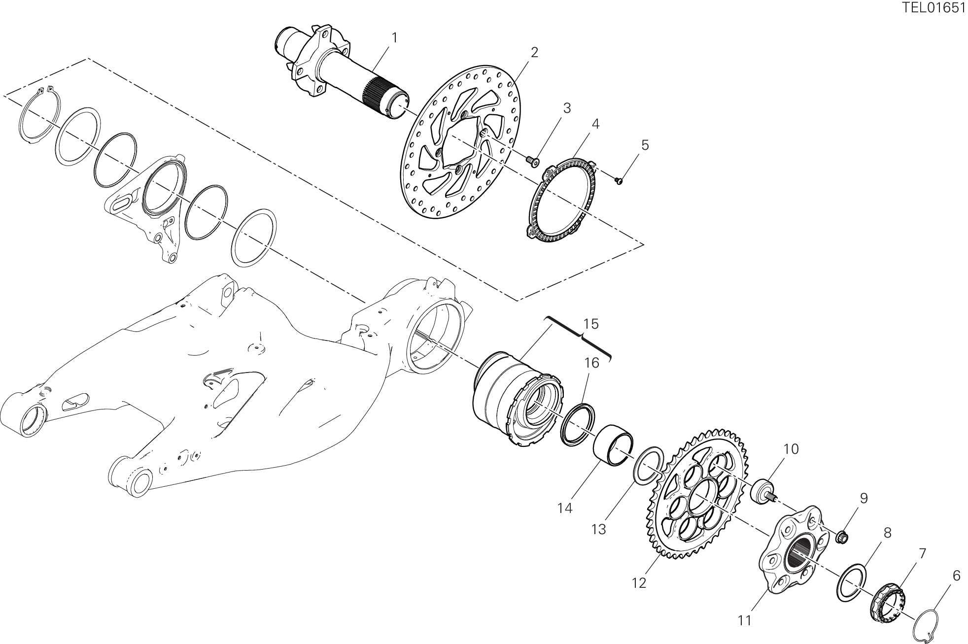 28B PIVOT ROUE ARRIERE POUR DIAVEL V4 2023