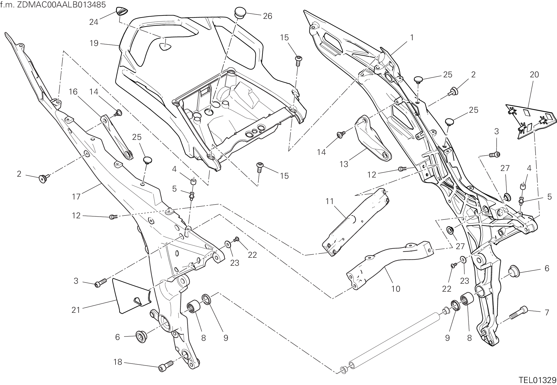 027 BRIDE ARRIERE POUR MULTISTRADA 1260 S ABS 2020