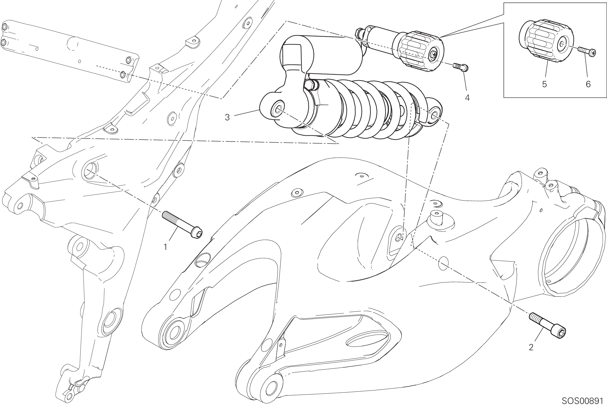 028 AMORTISSEUR ARRIERE POUR MULTISTRADA 1260 ABS 2020