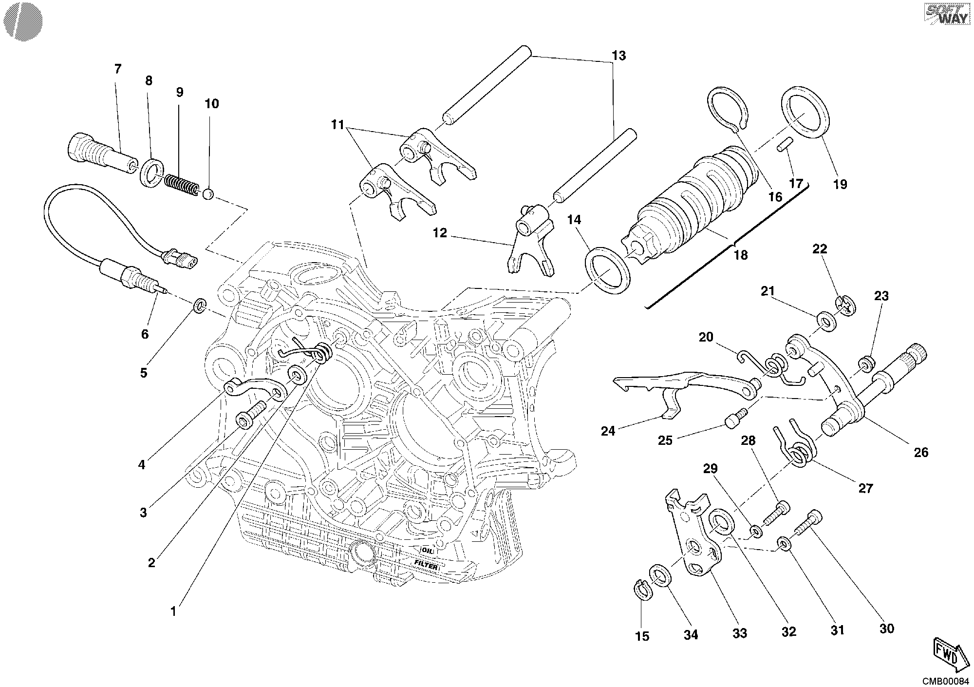 002 TAMBOUR CHANGEMENT VITESSE FOURCHETTE POUR SUPERBIKE 749 S 2006