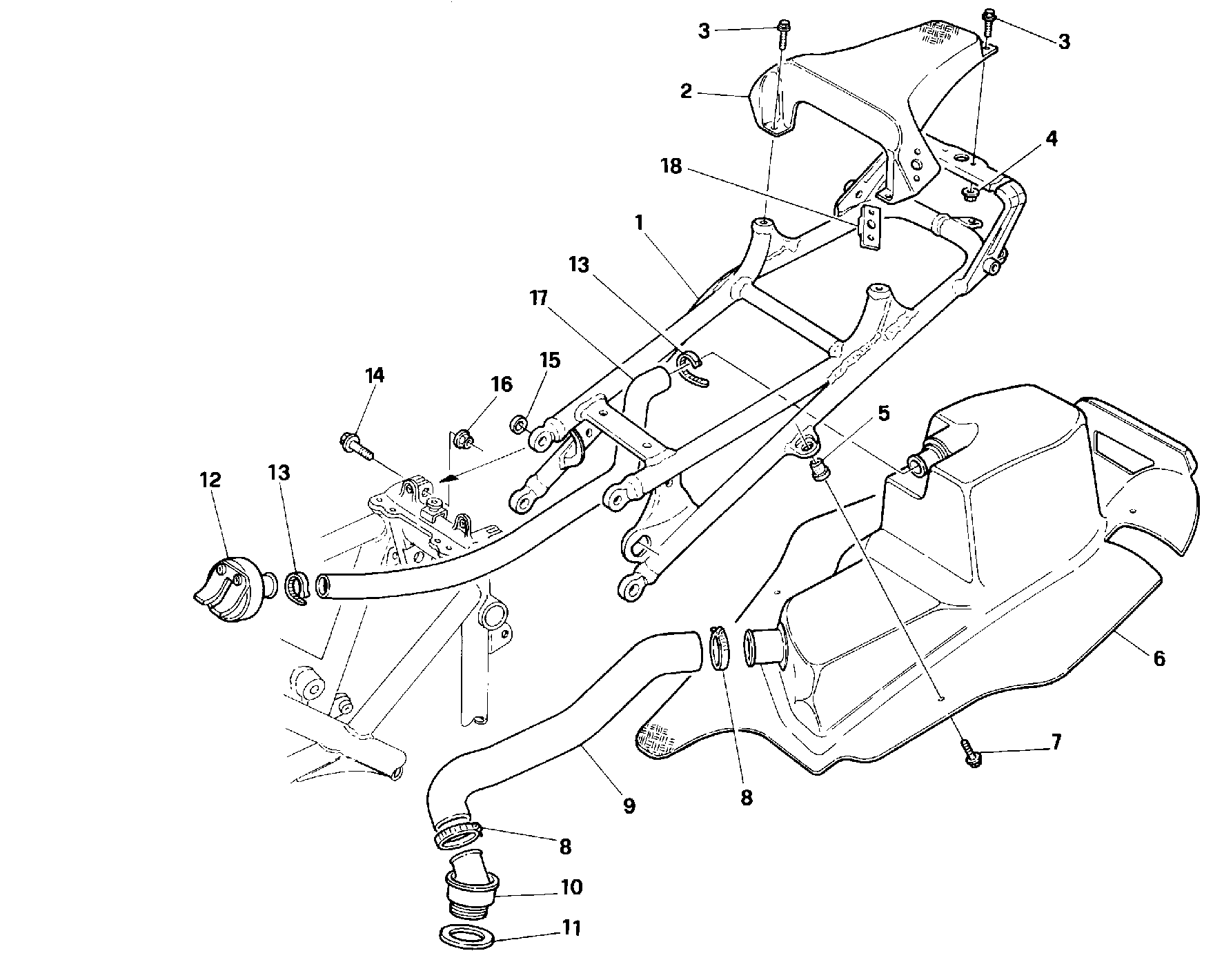 290 CADRE ARRIERE POUR SUPERBIKE 996 R 1999