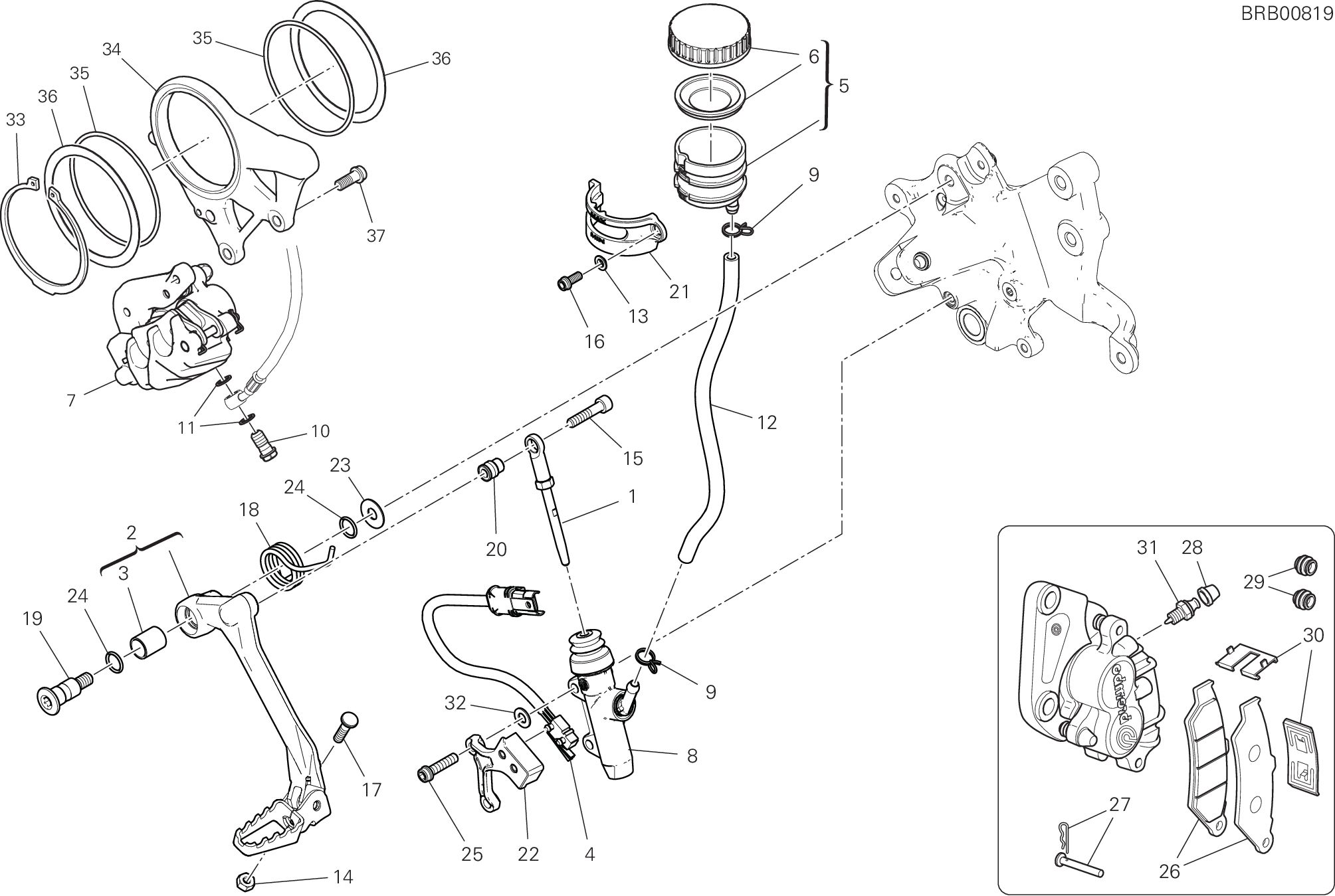 20D SYSTEME DE FREIN ARRIERE POUR MULTISTRADA V4 RS 2025