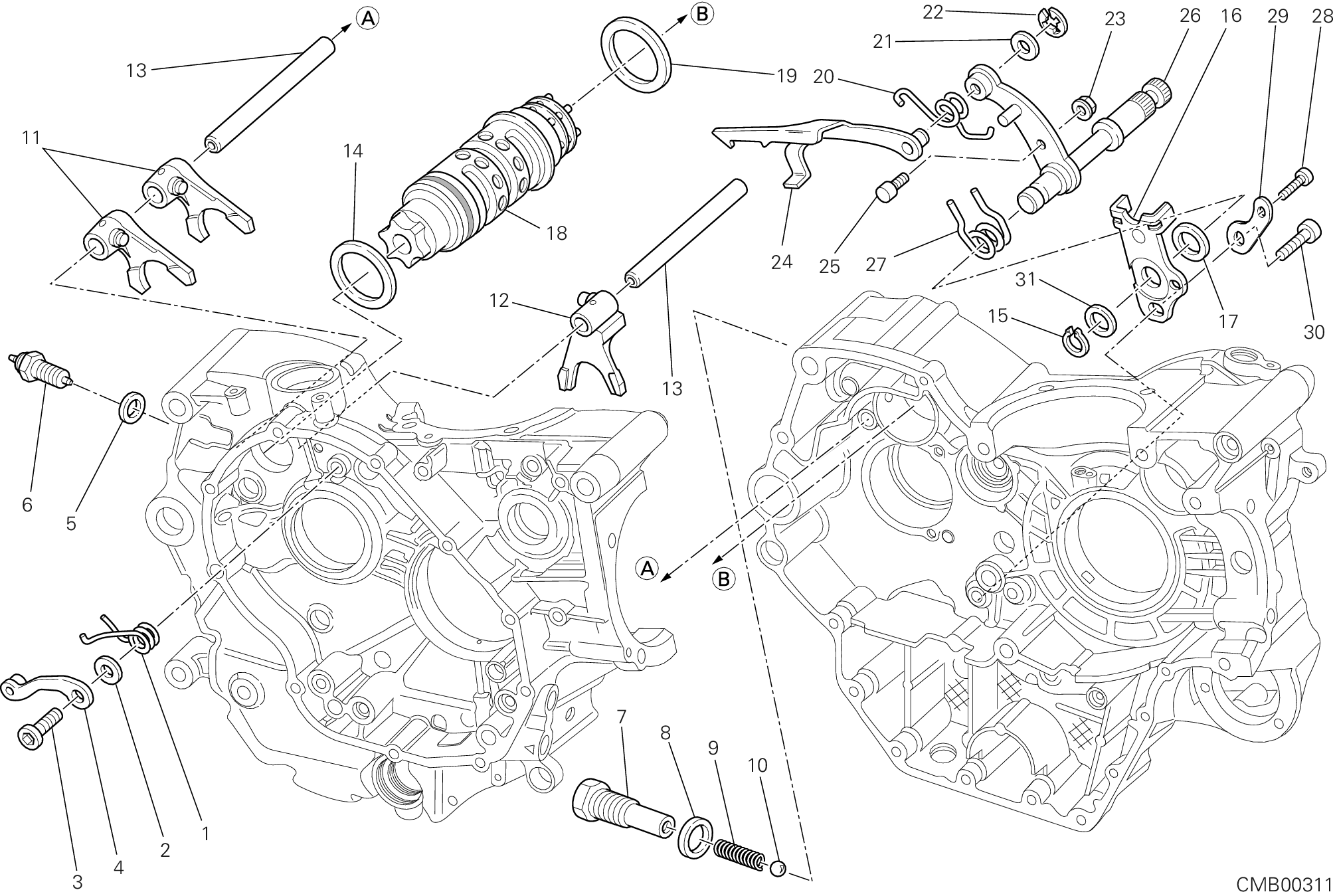 002 ARBRE SELECTEUR DE VITESSES POUR HYPERMOTARD 1100 EVO 2011