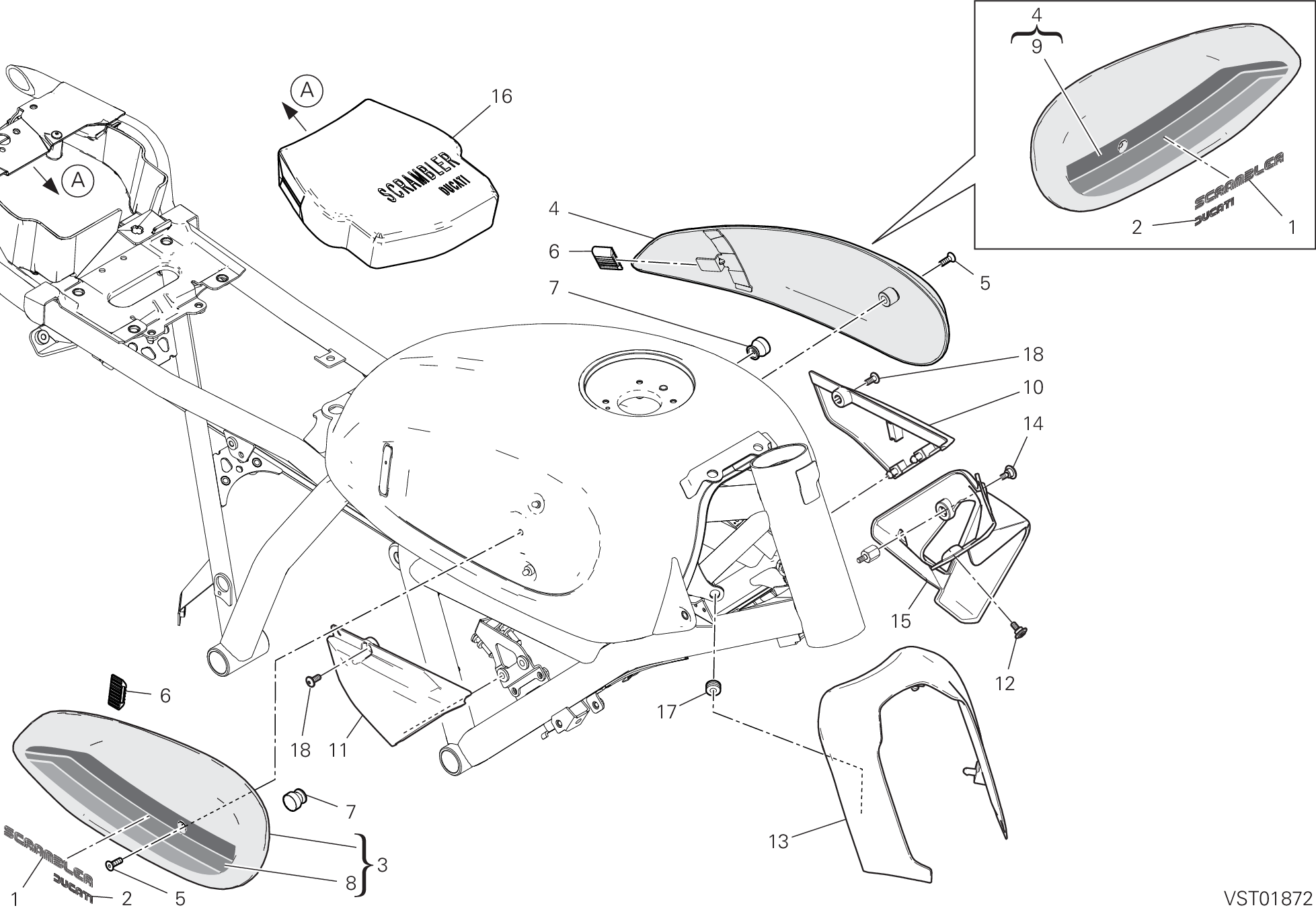 37A HABILLAGE POUR SCRAMBLER CAFE RACER 2020