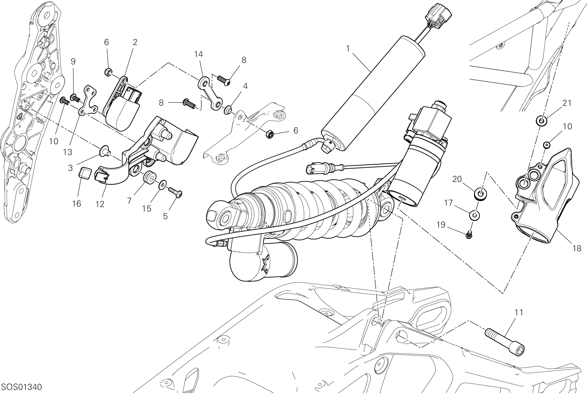 23A AMORTISSEUR ARRIERE POUR MULTISTRADA V4S ADVENTURE TRAVEL RADAR 2025