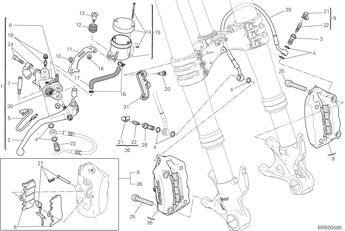 024 SYSTEME DE FREIN AVANT POUR SUPERBIKE 899 PANIGALE ABS 2015